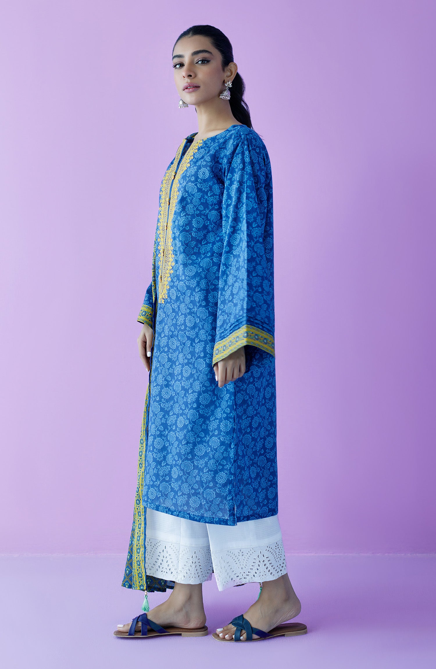 NRDS-23-059/U BLUE LAWN  UNSTITCHED SHIRT DUPATTA