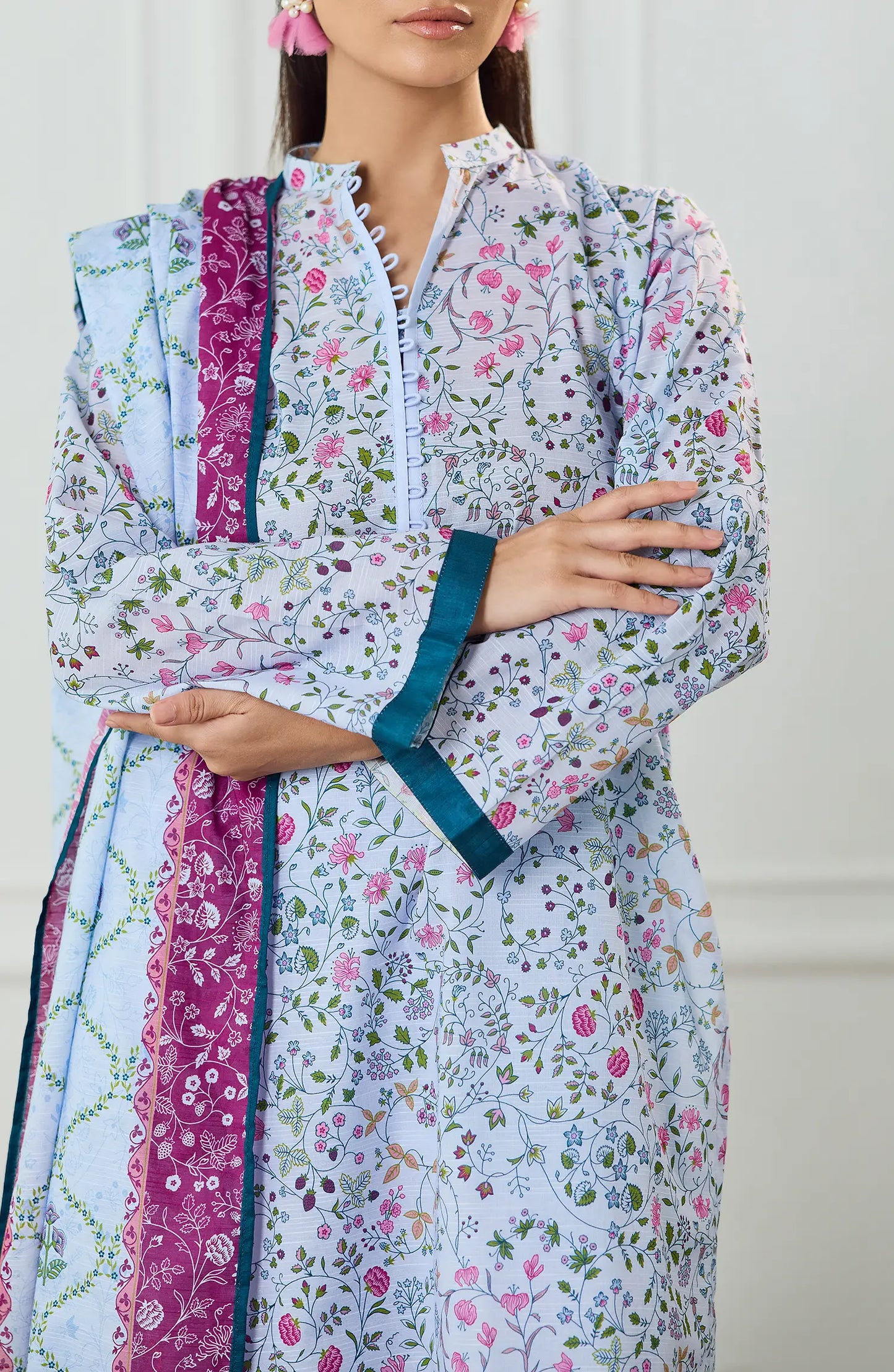 Unstitched | 3 Piece | Printed | Texture Lawn Shirt | OTL-25-466/U SKY BLUE