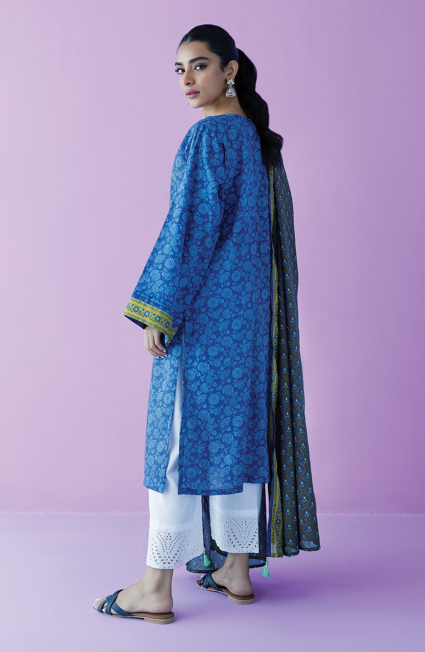 NRDS-23-059/U BLUE LAWN  UNSTITCHED SHIRT DUPATTA