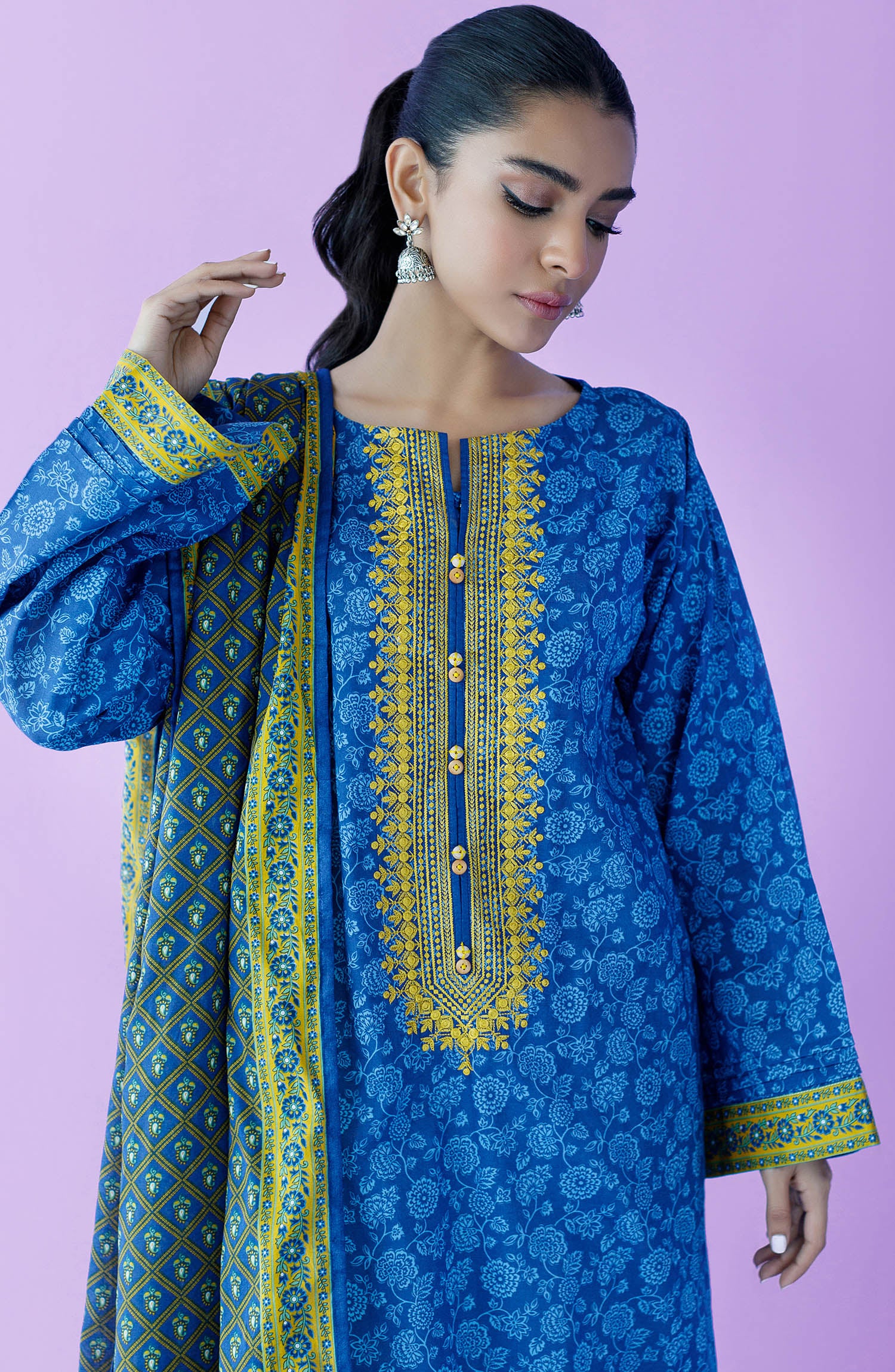 NRDS-23-059/U BLUE LAWN  UNSTITCHED SHIRT DUPATTA