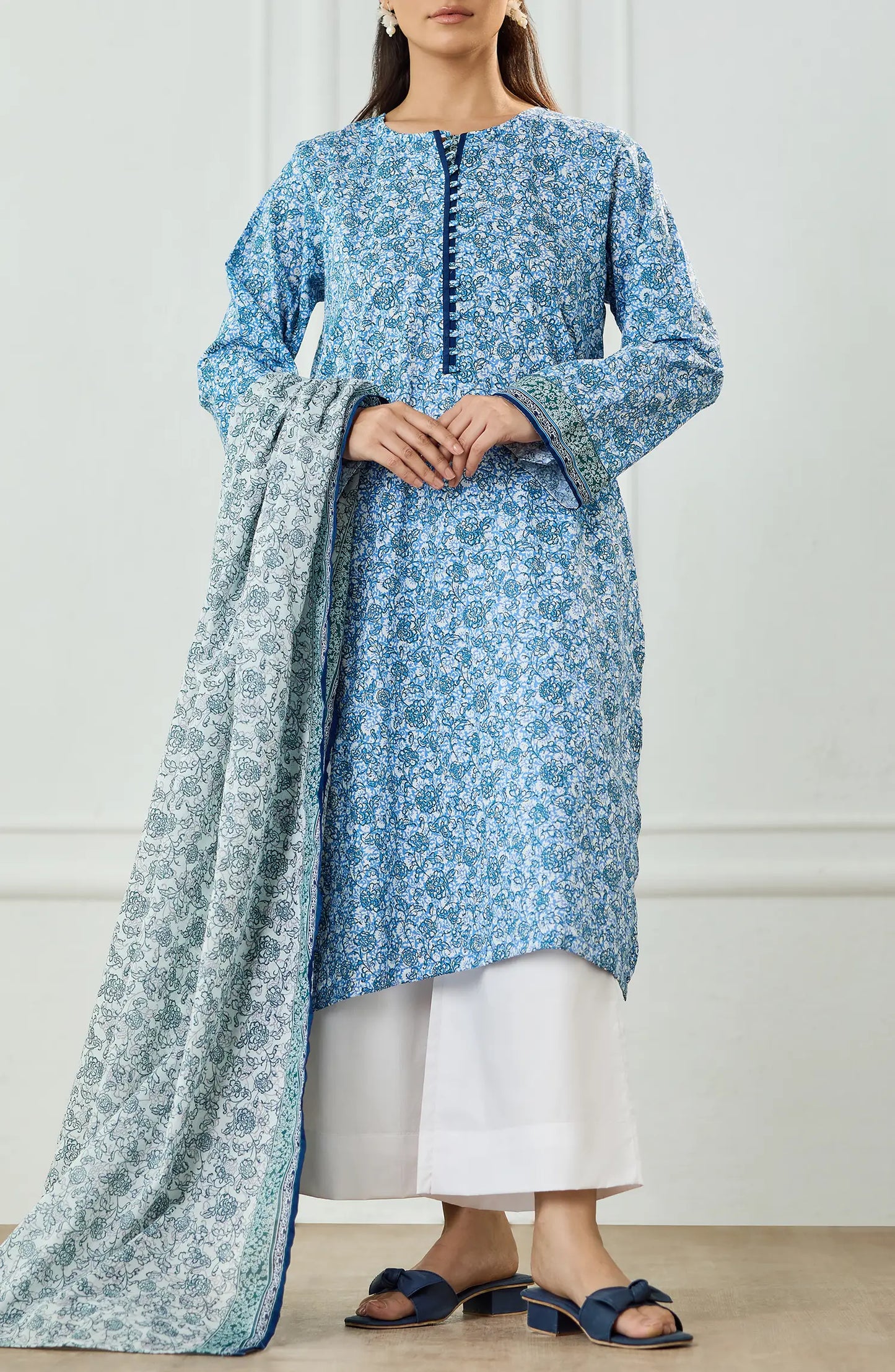 Unstitched | 3 Piece | Printed | Lawn Shirt | OTL-25-493/U SKY BLUE