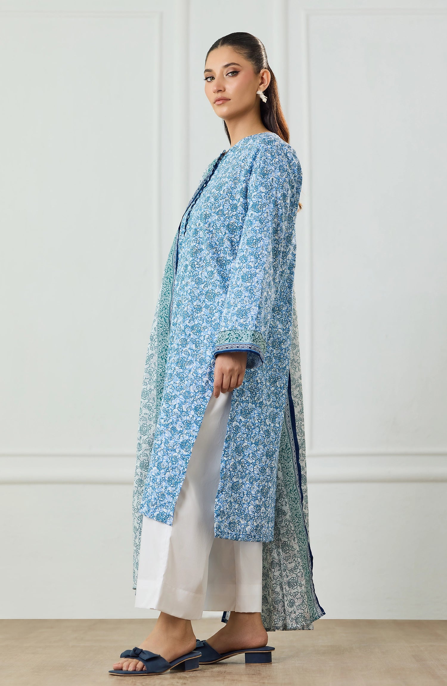 Unstitched | 3 Piece | Printed | Lawn Shirt | OTL-25-493/U SKY BLUE