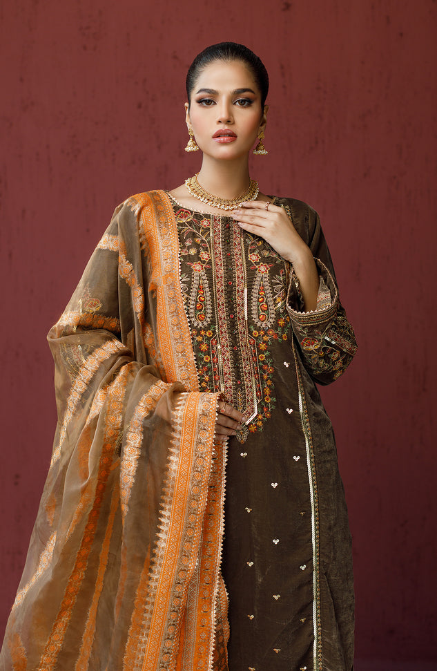 Stitched 1 Piece Organza Jacquard Dupatta