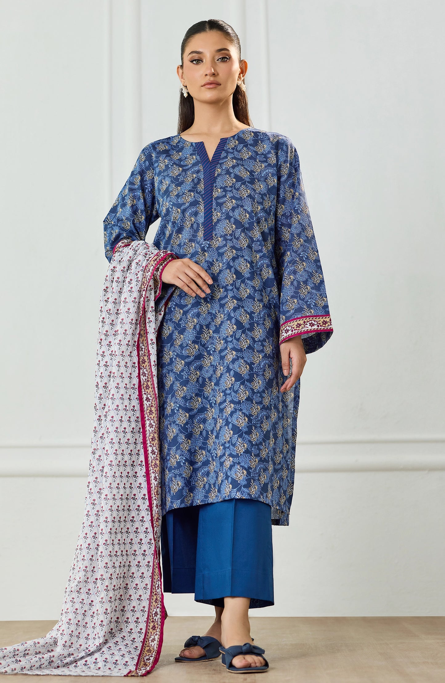 Unstitched | 3 Piece | Printed | Lawn Shirt | OTL-25-501/U BLUE