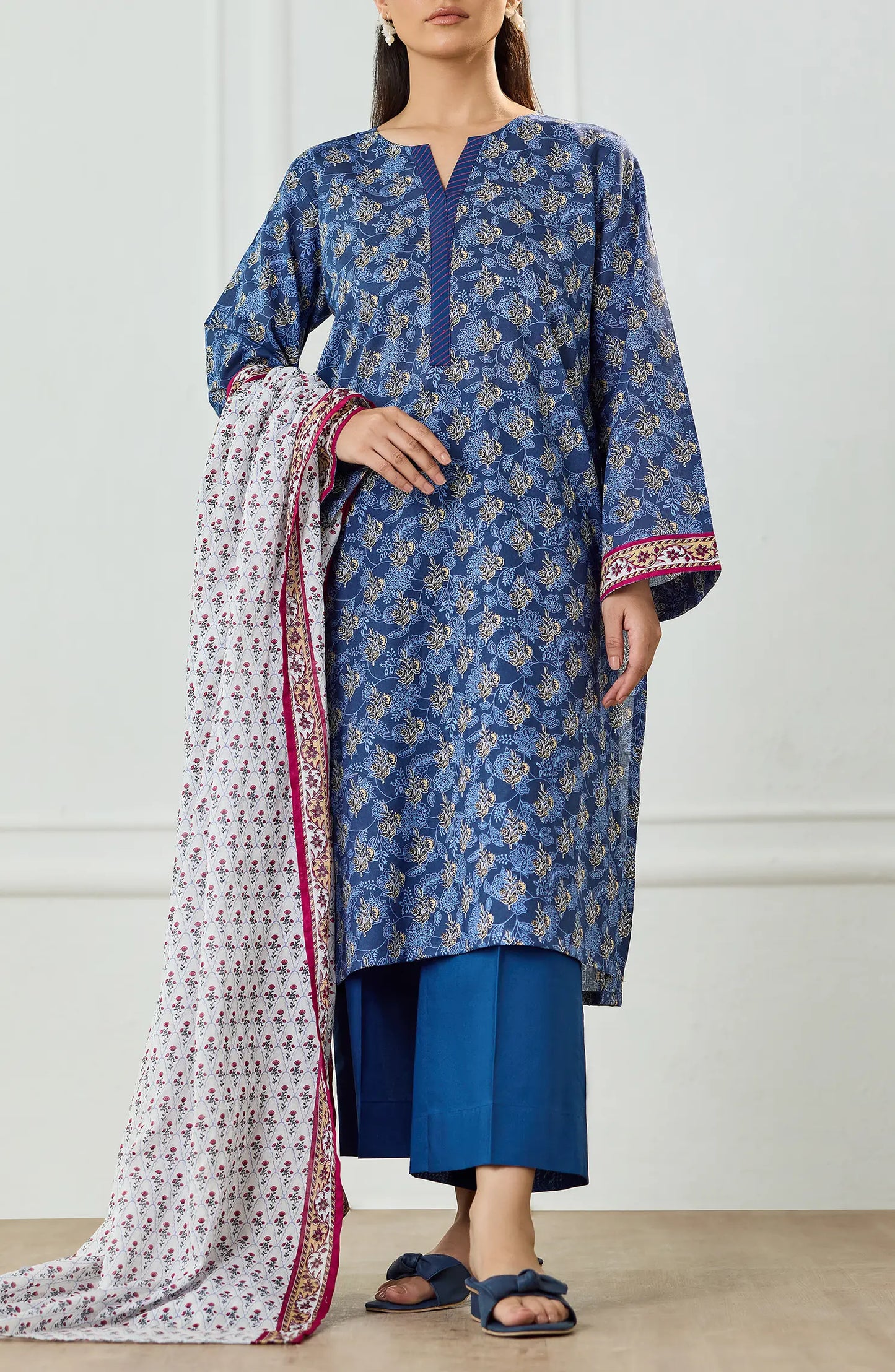Unstitched | 3 Piece | Printed | Lawn Shirt | OTL-25-501/U BLUE