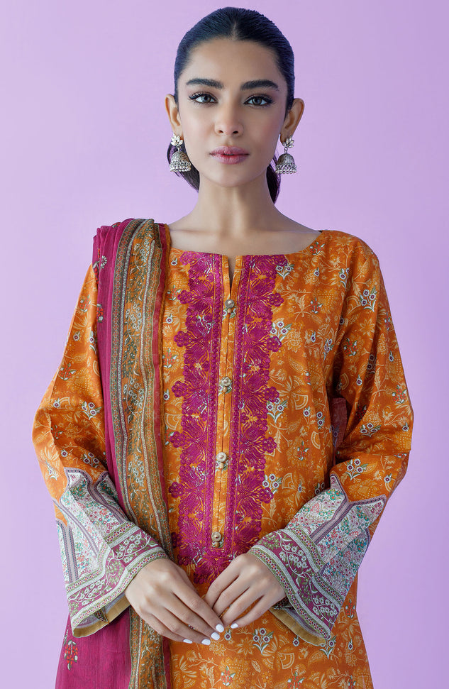 NRDS-23-069/U ORANGE LAWN  UNSTITCHED SHIRT DUPATTA