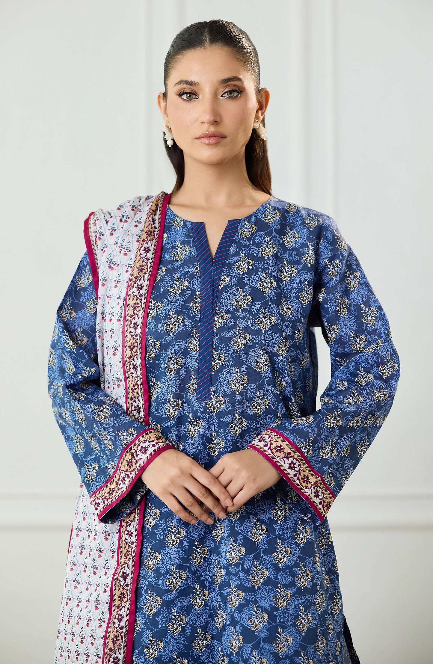 Unstitched | 3 Piece | Printed | Lawn Shirt | OTL-25-501/U BLUE