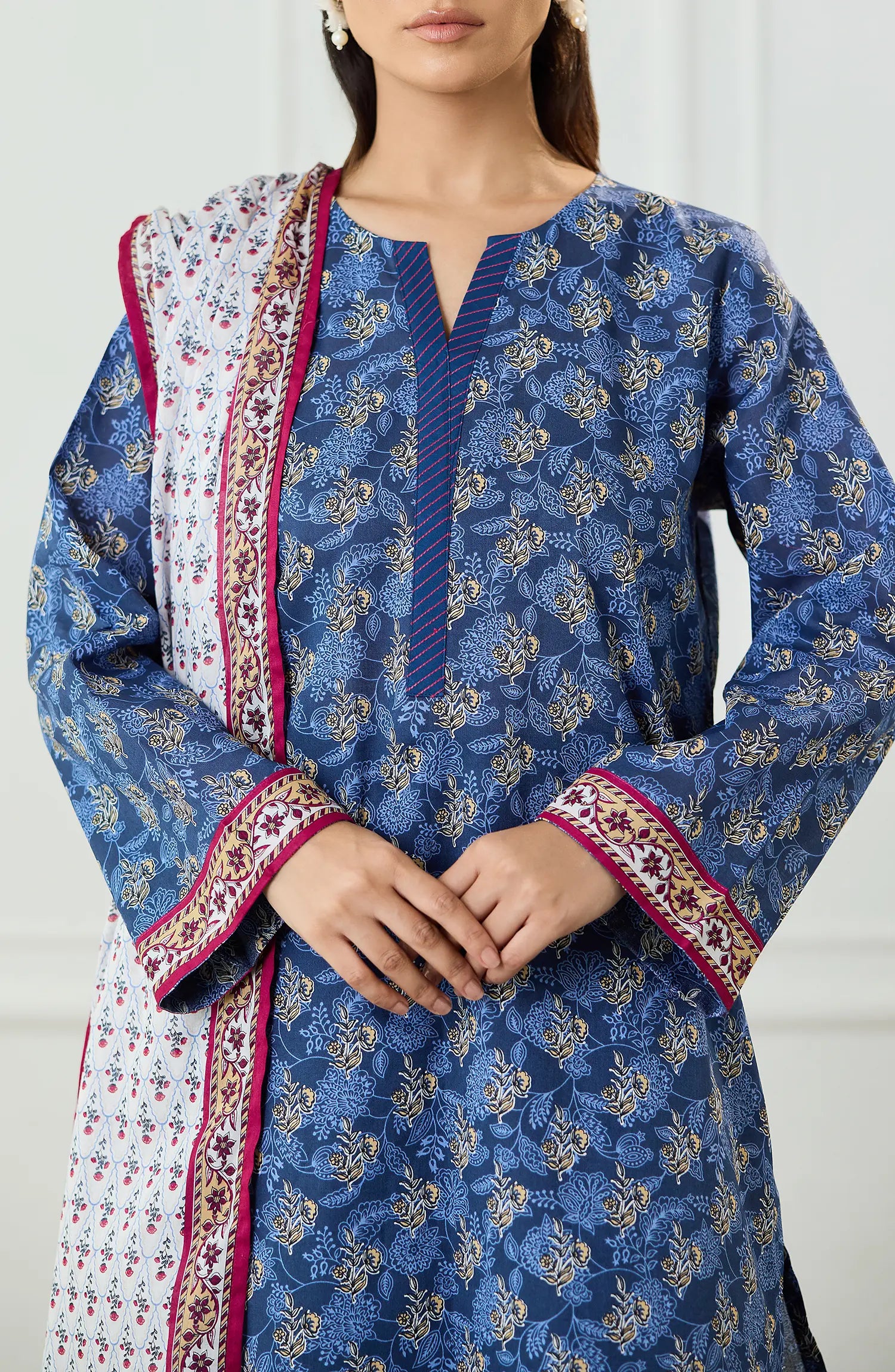 Unstitched | 3 Piece | Printed | Lawn Shirt | OTL-25-501/U BLUE