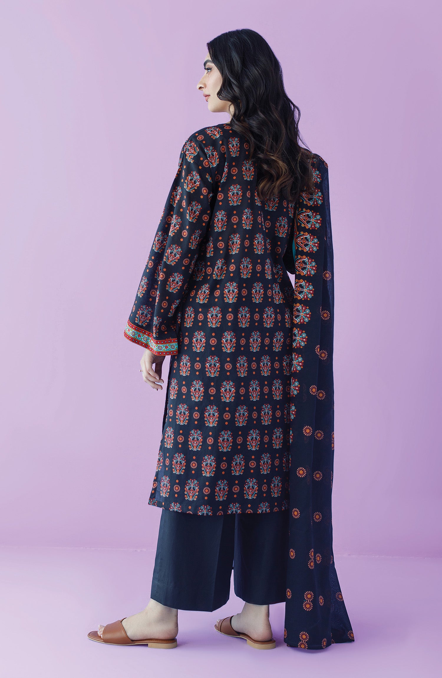 OTL-23-186/U BLACK LAWN  UNSTITCHED SHIRT DUPATTA PANTS