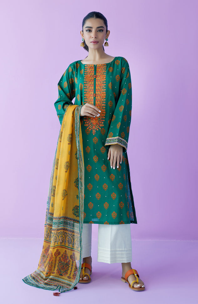 NRDS-23-075/U GREEN LAWN  UNSTITCHED SHIRT DUPATTA