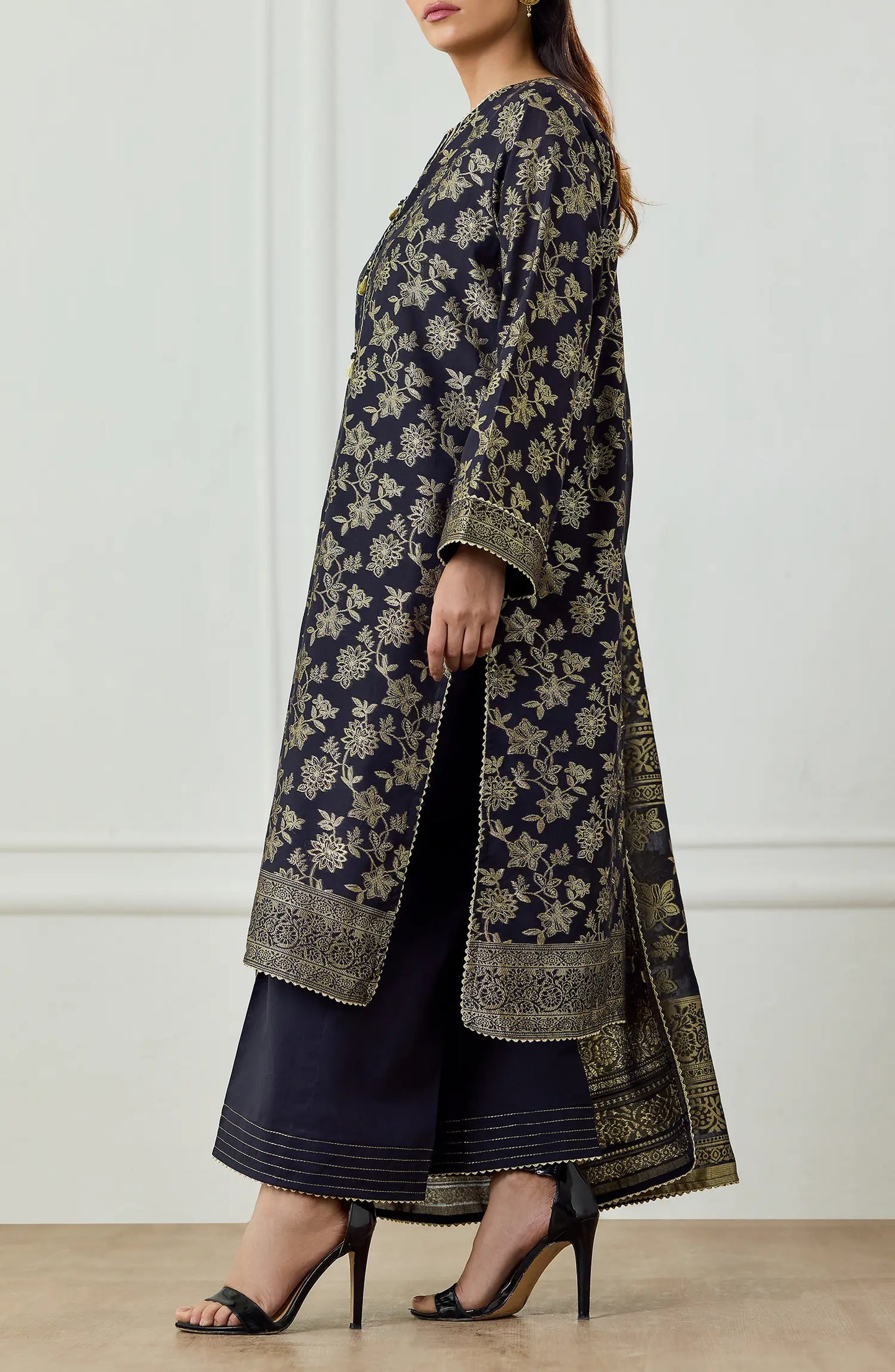 Unstitched | 3 Piece | Weaved | Jacquard Shirt | OTL-25-080/U BLACK