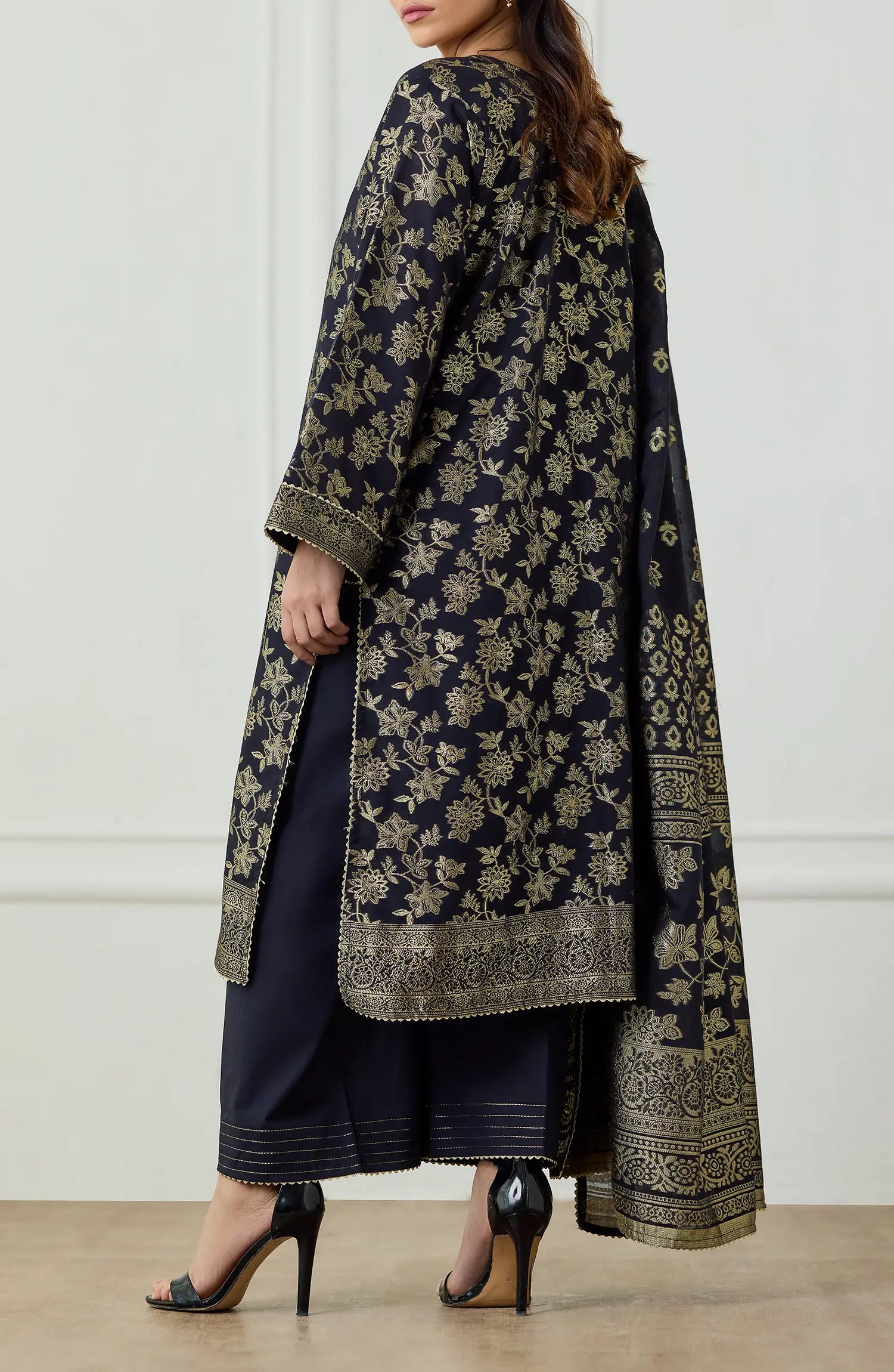 Unstitched | 3 Piece | Weaved | Jacquard Shirt | OTL-25-080/U BLACK