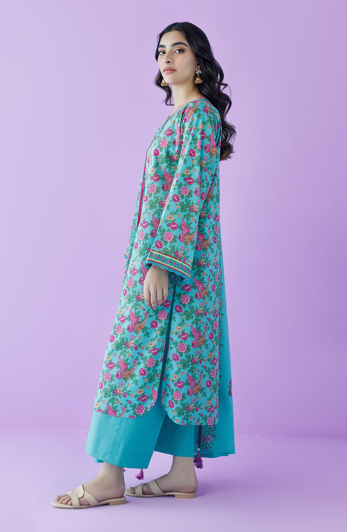 OTL-23-187/U TEAL LAWN  UNSTITCHED SHIRT DUPATTA PANTS