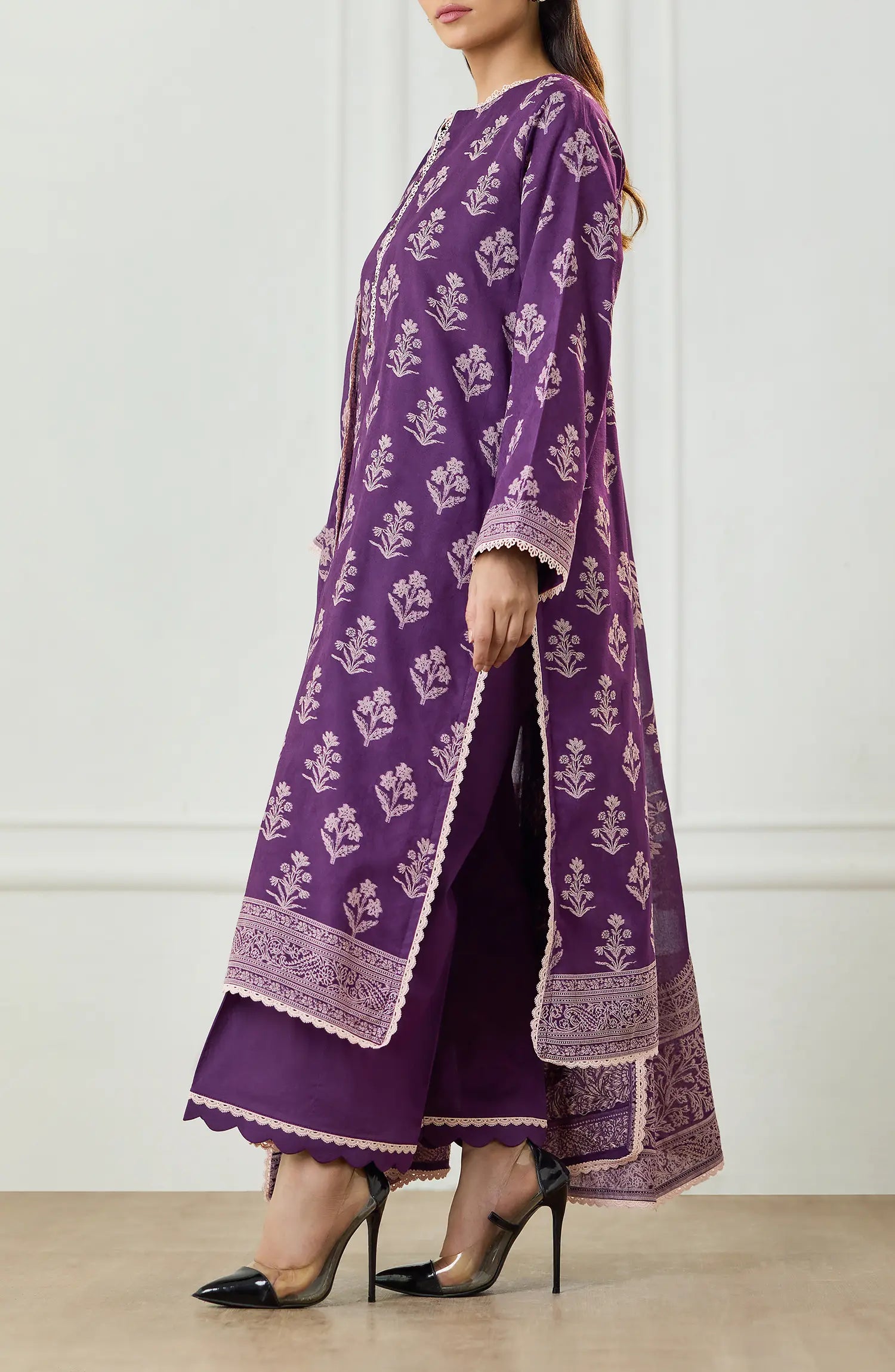 Unstitched | 3 Piece | Weaved | Jacquard Shirt | OTL-25-081/U PURPLE