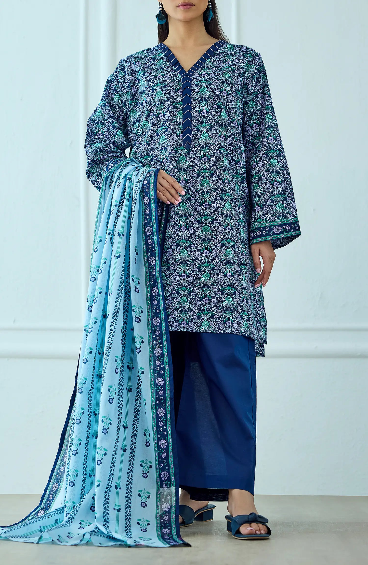 Unstitched | 3 Piece | Printed | Lawn Shirt | OTL-25-503/U BLUE