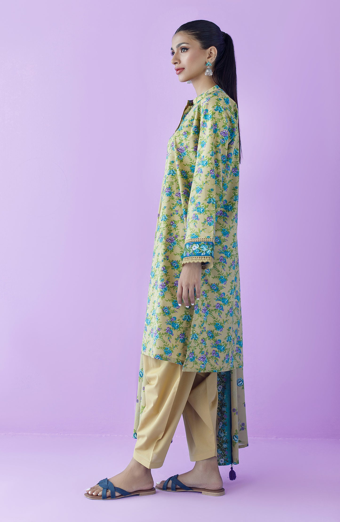 OTL-23-188/U BEIGE LAWN  UNSTITCHED SHIRT DUPATTA PANTS