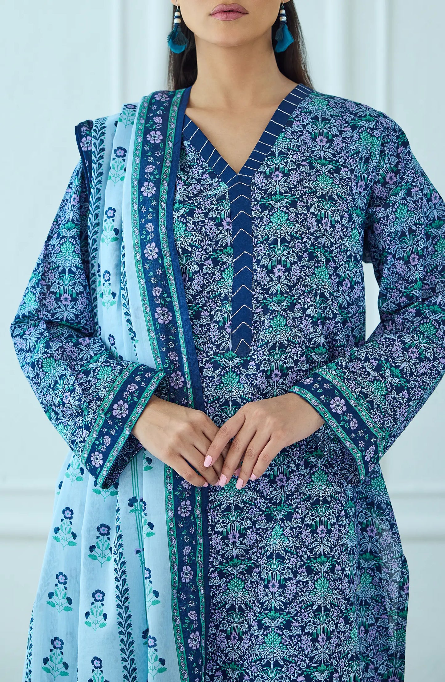 Unstitched | 3 Piece | Printed | Lawn Shirt | OTL-25-503/U BLUE