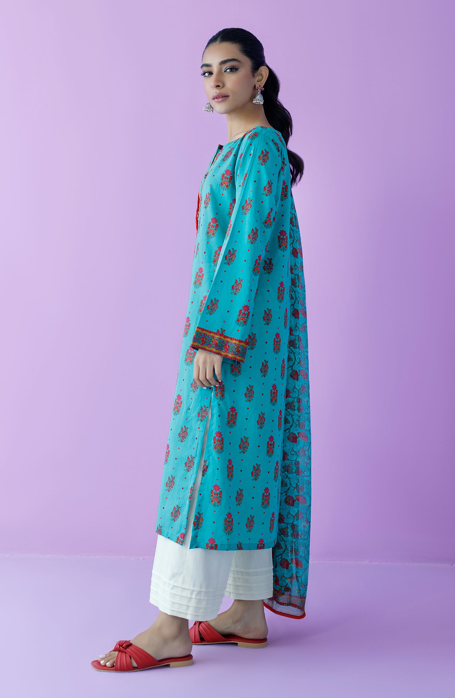 NRDS-23-088/U TURQUOISE LAWN  UNSTITCHED SHIRT DUPATTA