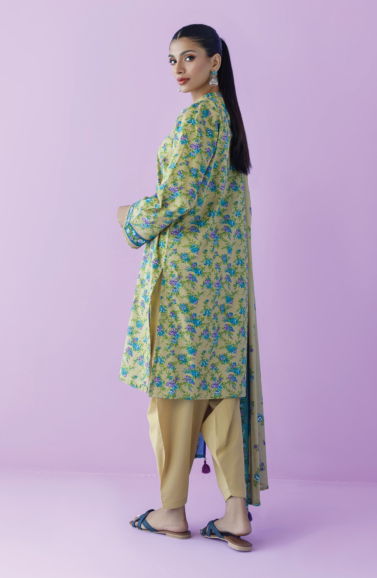 OTL-23-188/U BEIGE LAWN  UNSTITCHED SHIRT DUPATTA PANTS