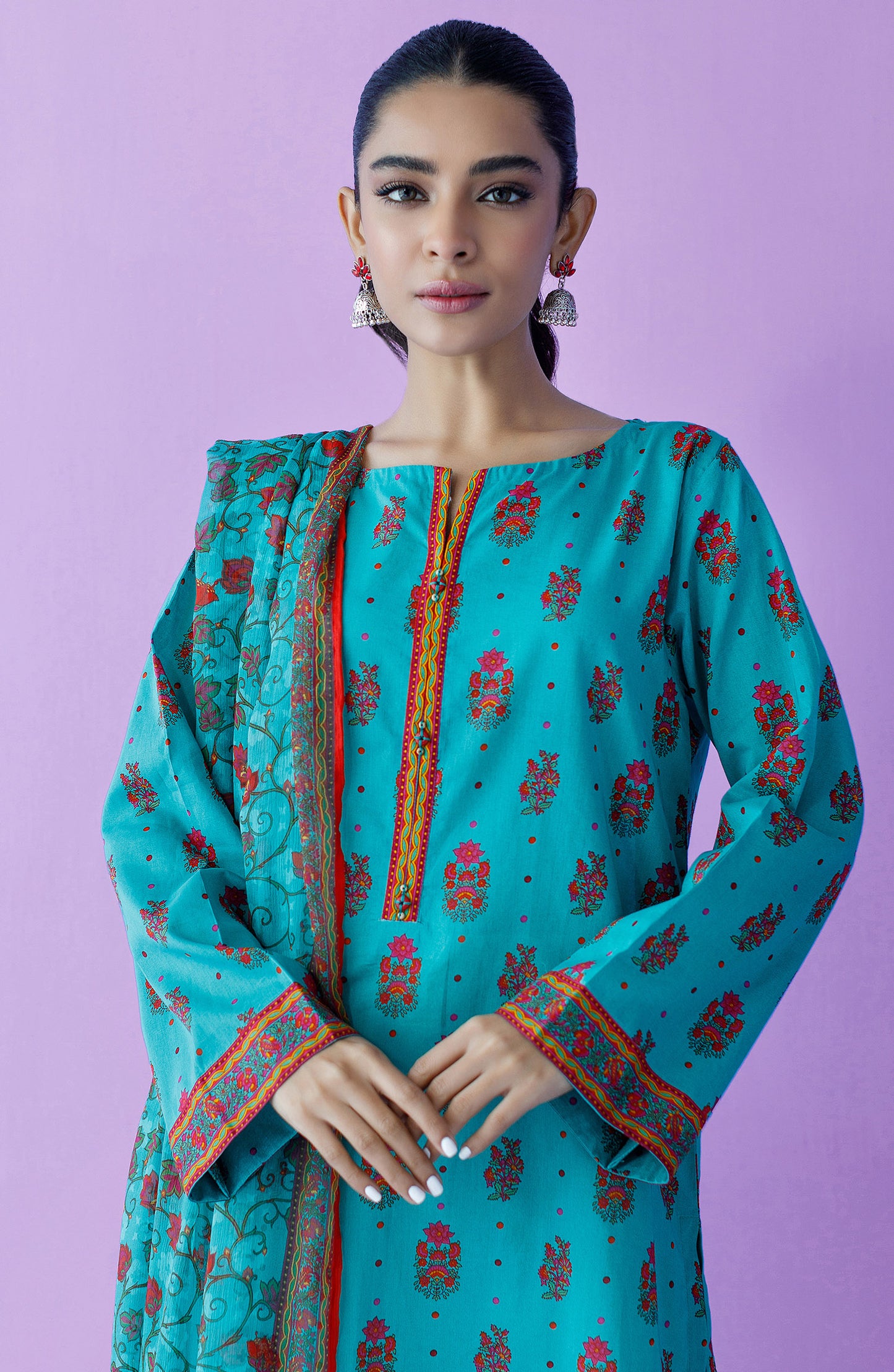 NRDS-23-088/U TURQUOISE LAWN  UNSTITCHED SHIRT DUPATTA