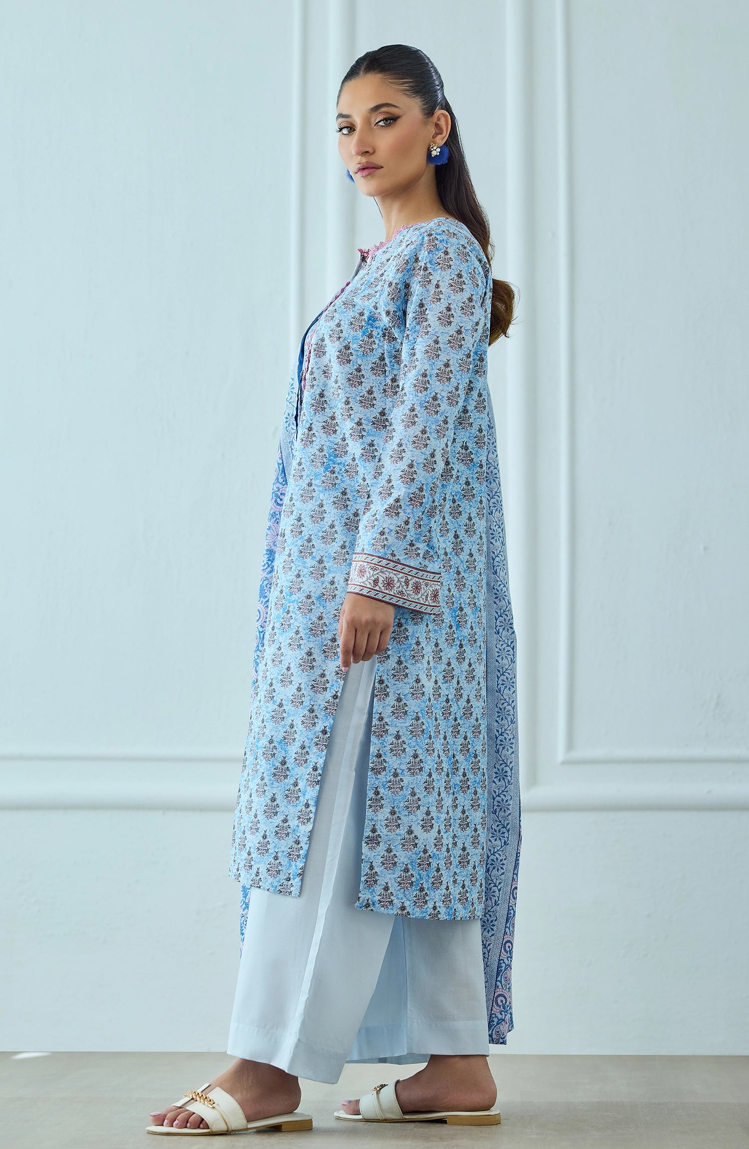 Unstitched | 3 Piece | Printed | Lawn Shirt | OTL-25-514/U SKY BLUE