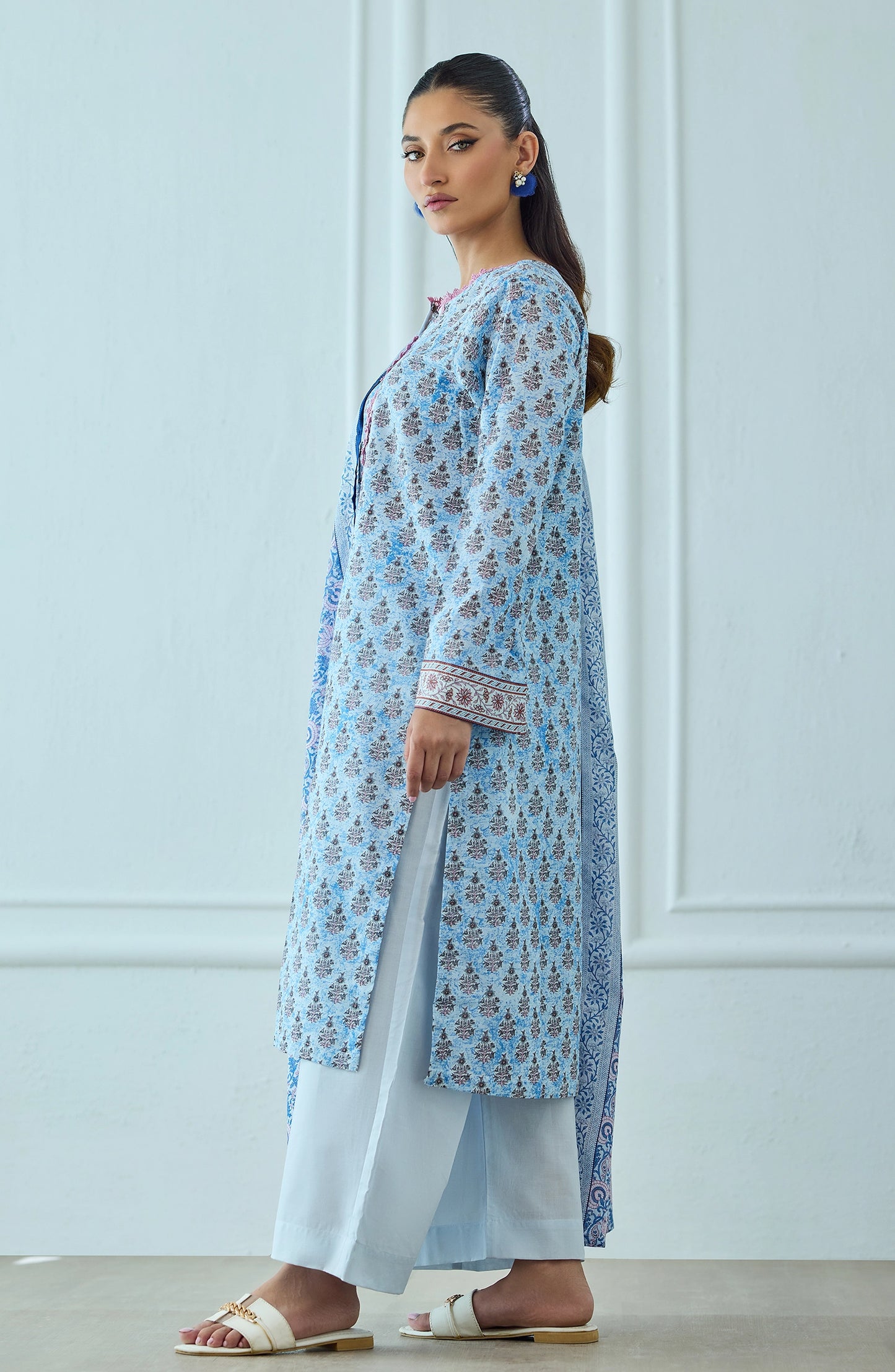 Unstitched | 3 Piece | Printed | Lawn Shirt | OTL-25-514/U SKY BLUE
