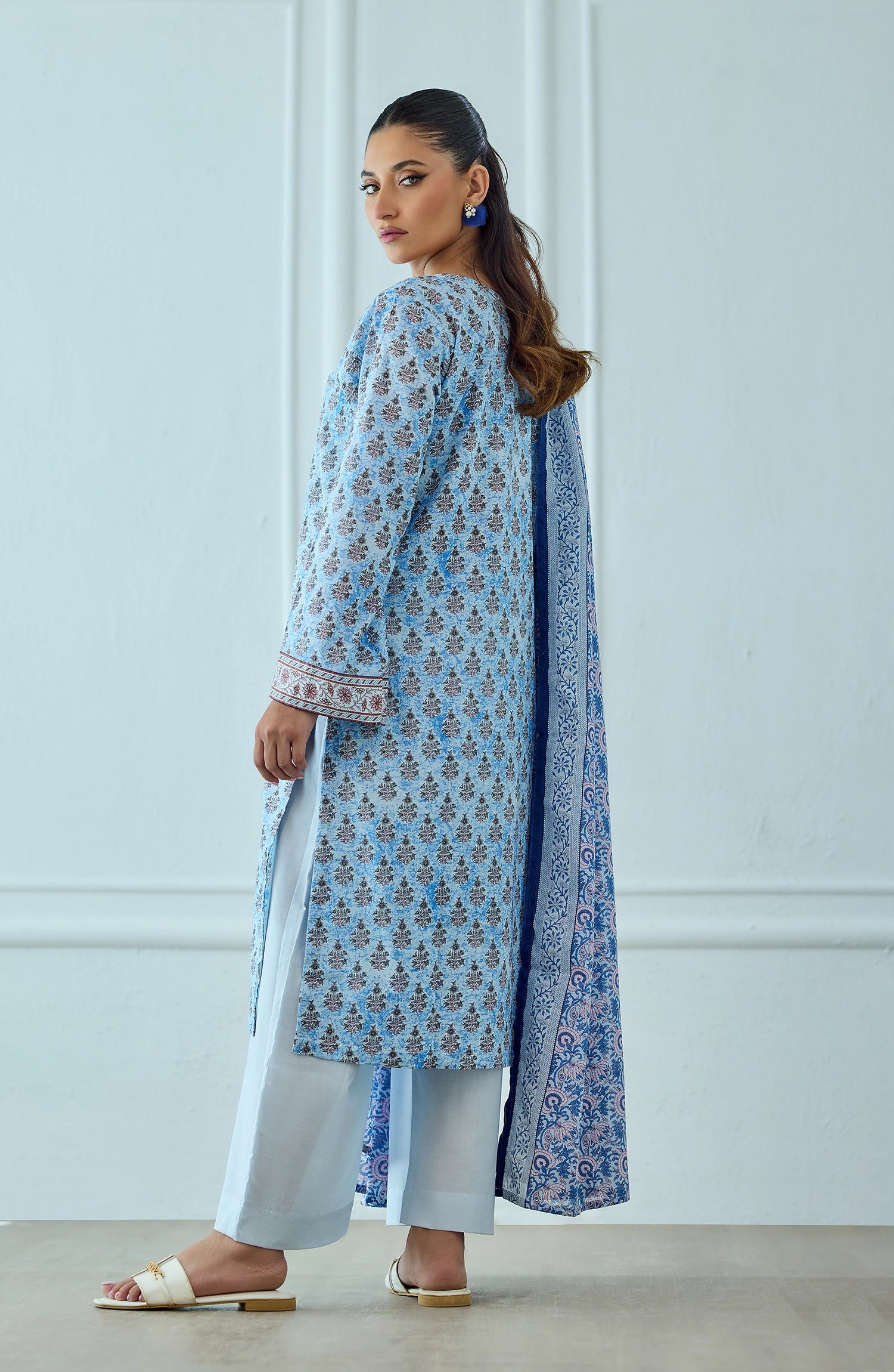 Unstitched | 3 Piece | Printed | Lawn Shirt | OTL-25-514/U SKY BLUE