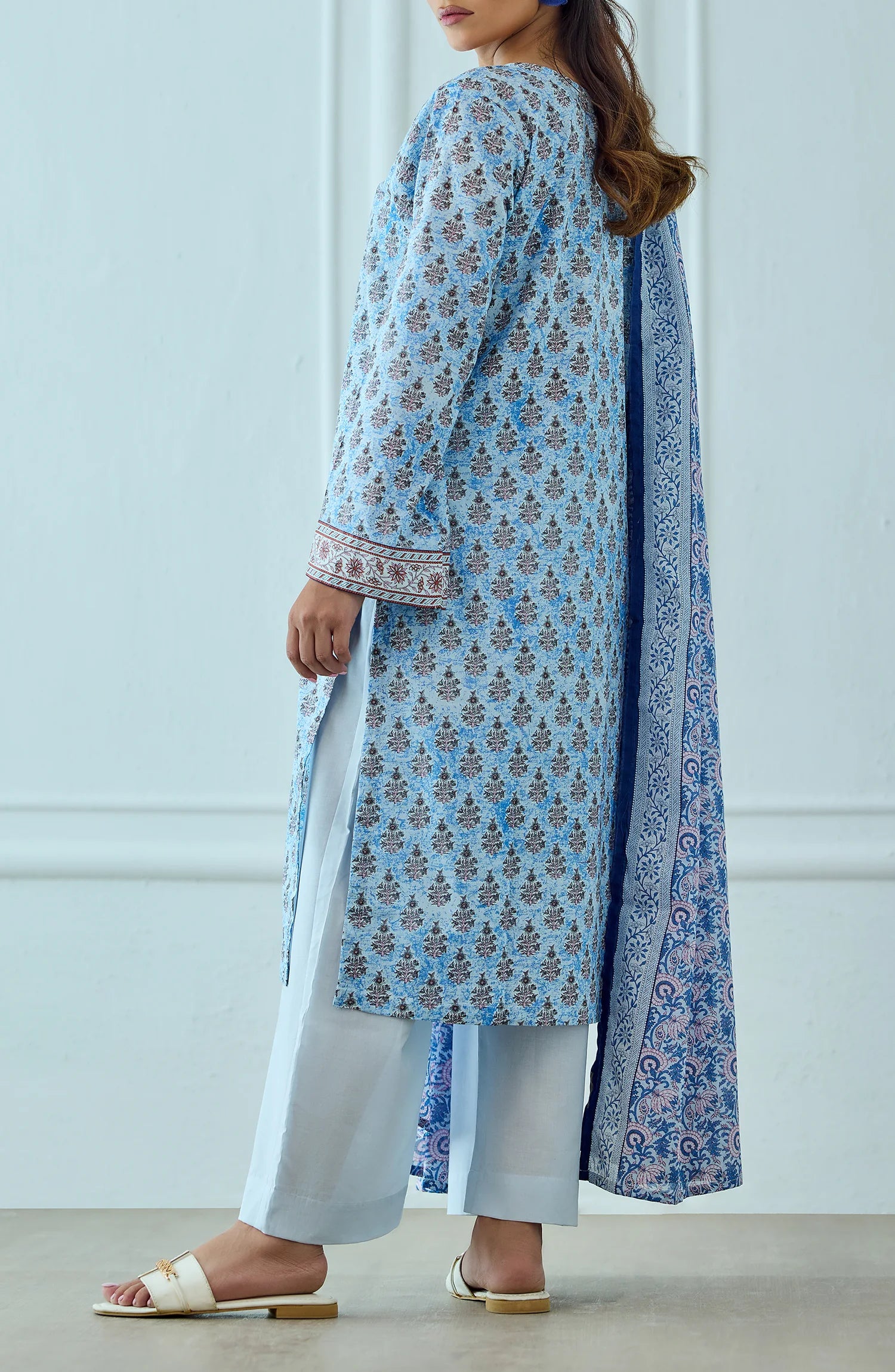 Unstitched | 3 Piece | Printed | Lawn Shirt | OTL-25-514/U SKY BLUE