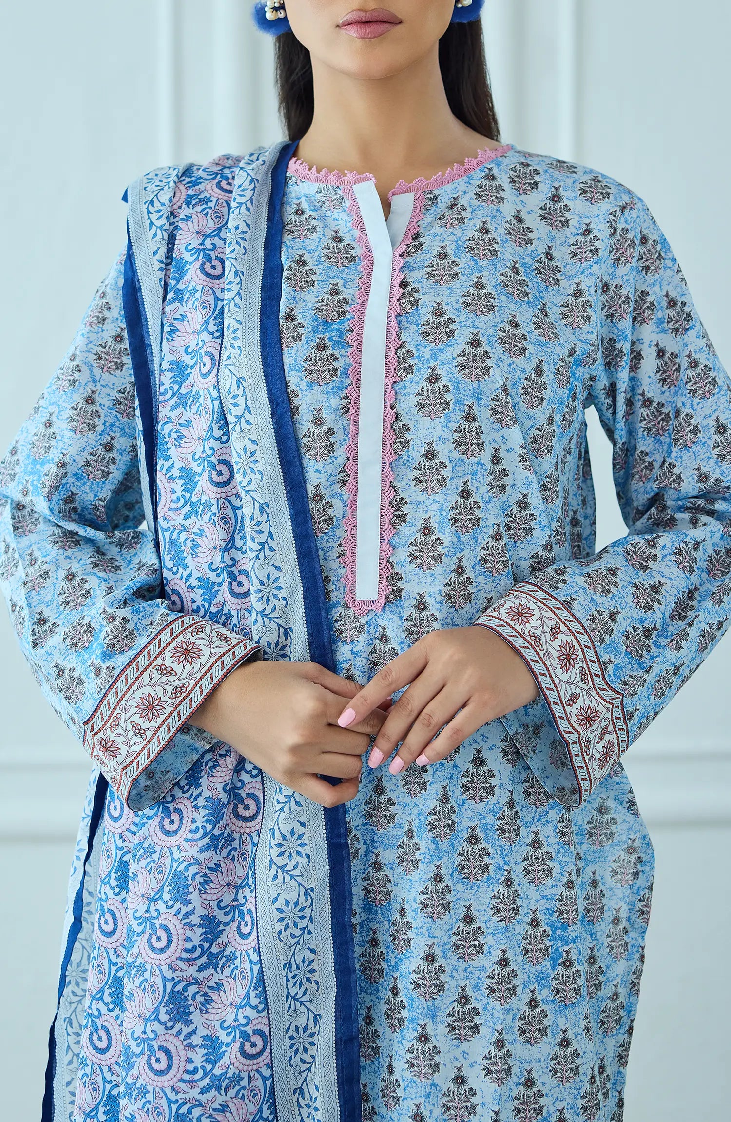 Unstitched | 3 Piece | Printed | Lawn Shirt | OTL-25-514/U SKY BLUE