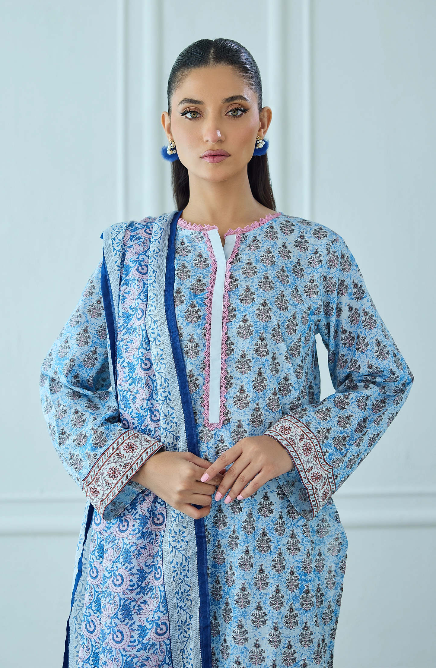 Unstitched | 3 Piece | Printed | Lawn Shirt | OTL-25-514/U SKY BLUE