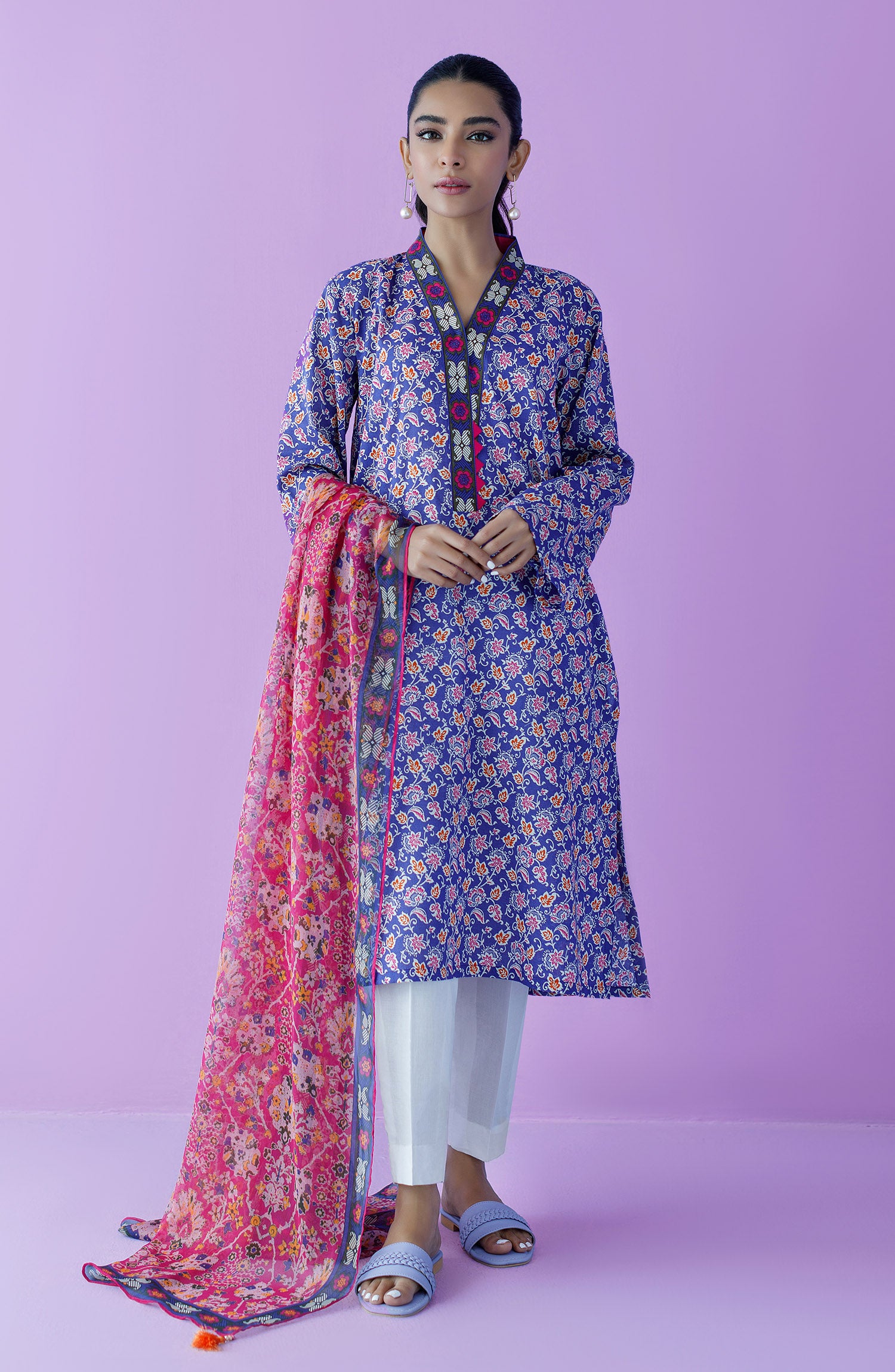 NRDS-23-085/U PURPLE LAWN  UNSTITCHED SHIRT DUPATTA