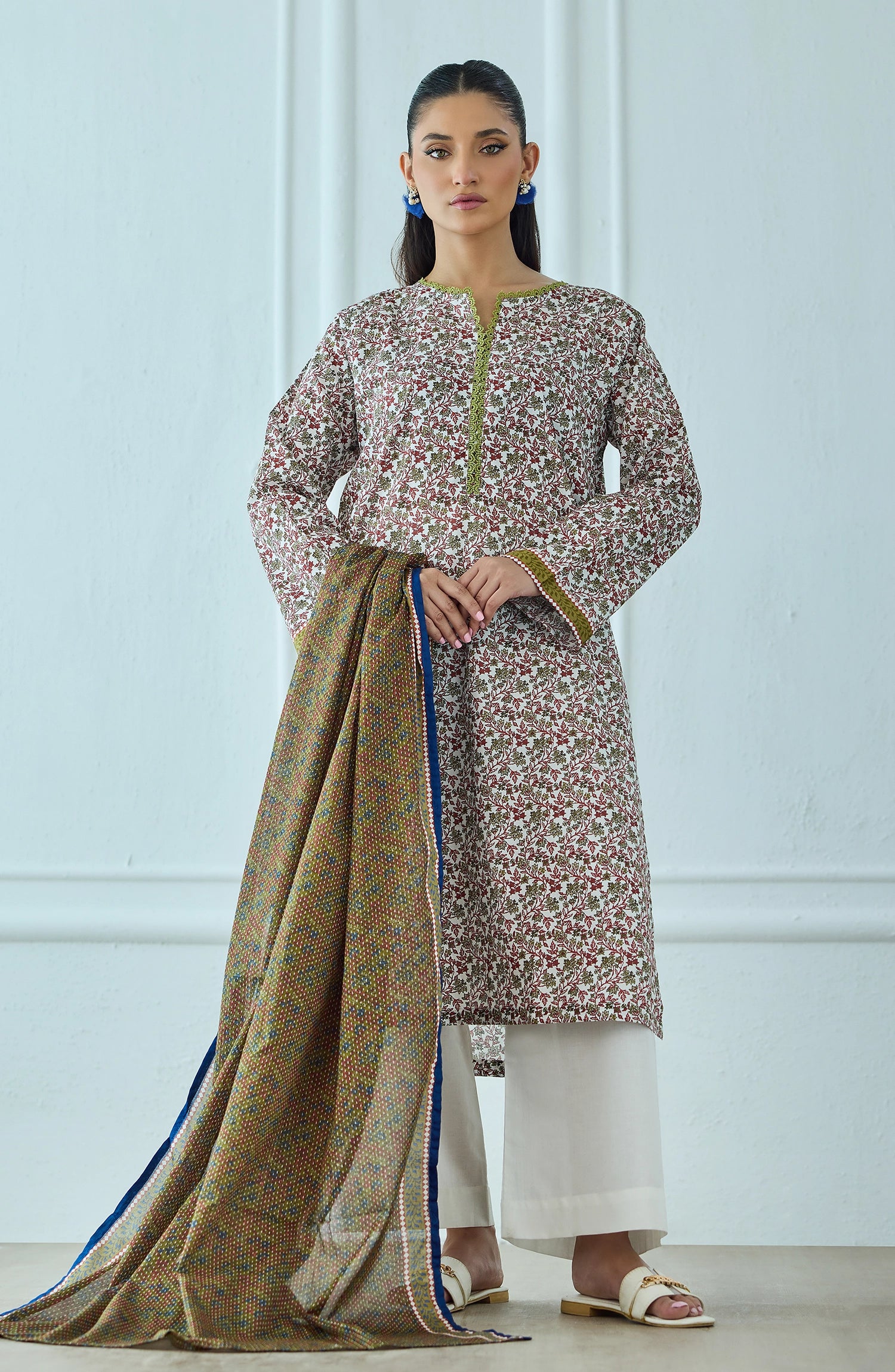 Unstitched | 3 Piece | Printed | Lawn Shirt | OTL-25-563/U BEIGE