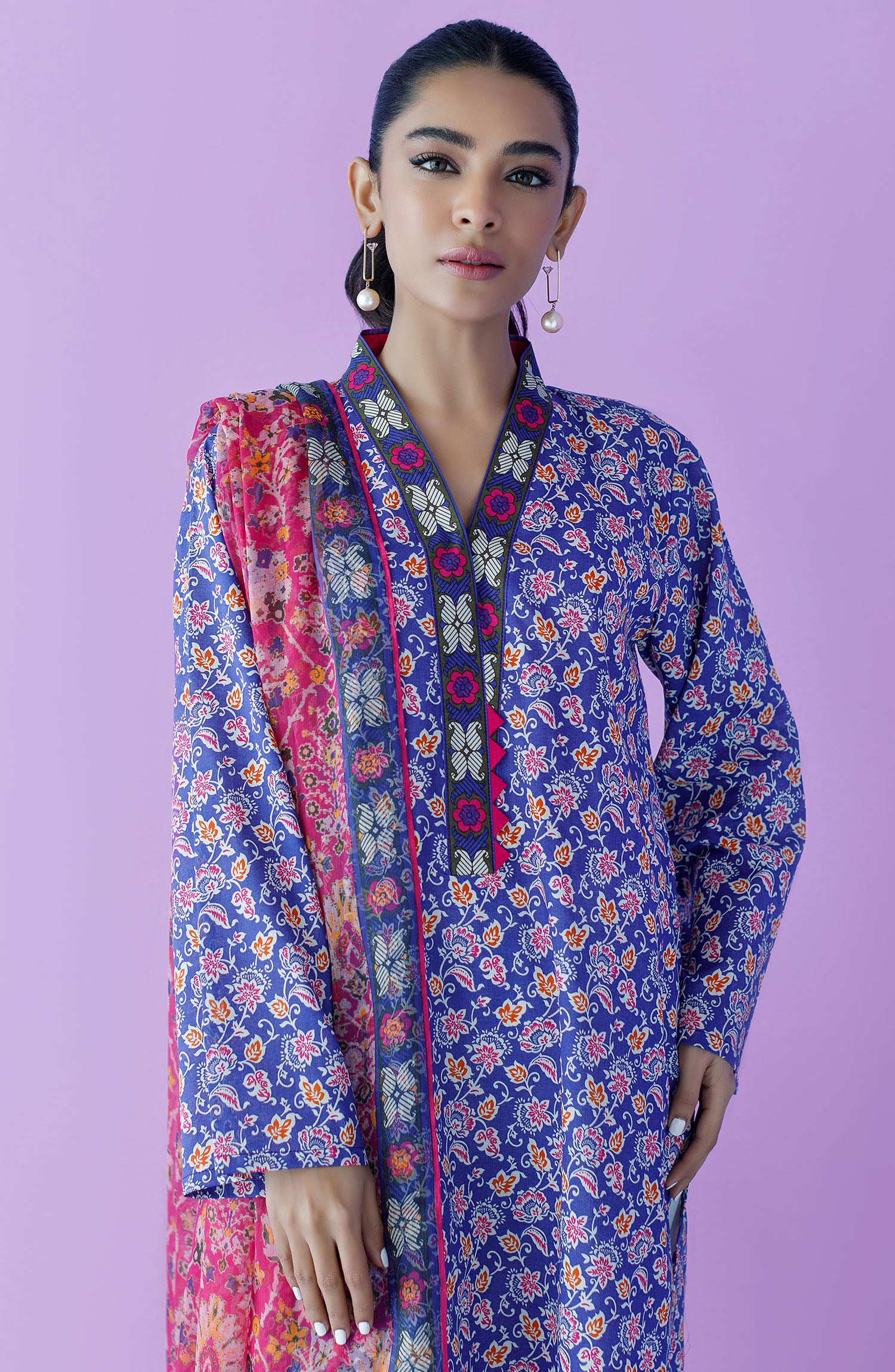 NRDS-23-085/U PURPLE LAWN  UNSTITCHED SHIRT DUPATTA