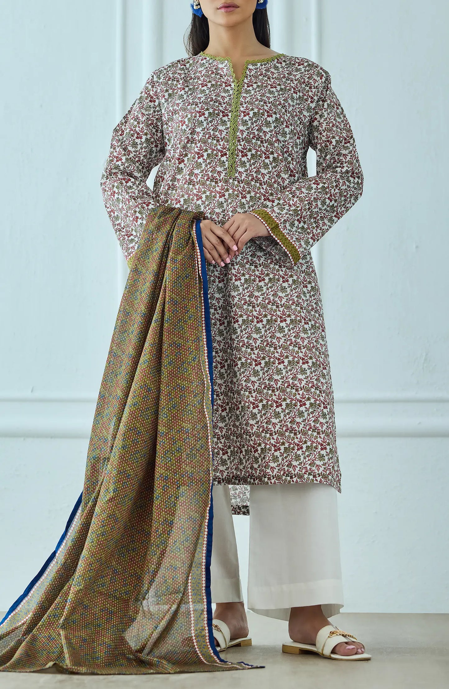 Unstitched | 3 Piece | Printed | Lawn Shirt | OTL-25-563/U BEIGE