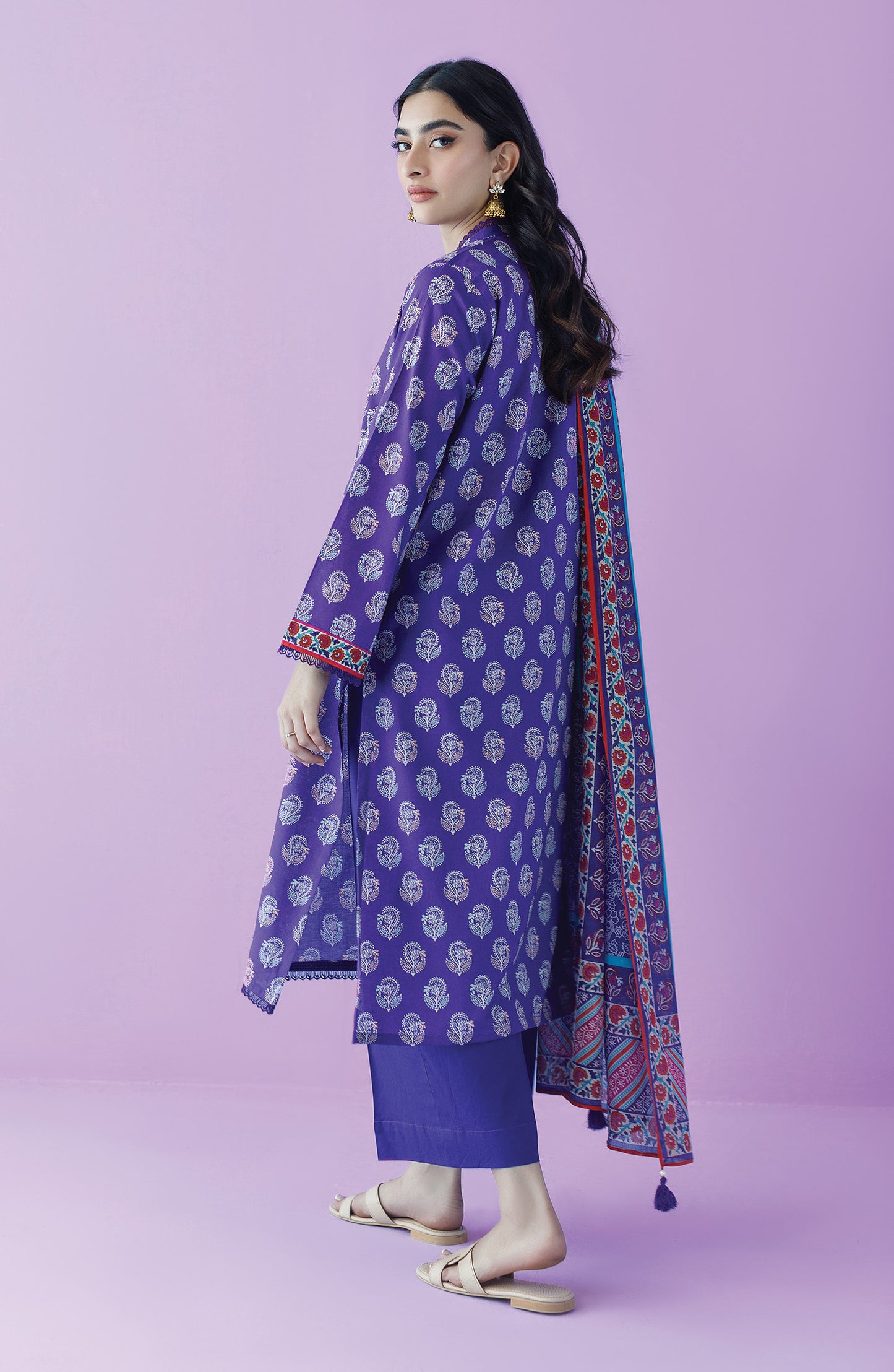 OTL-23-181/U PURPLE LAWN  UNSTITCHED SHIRT DUPATTA PANTS