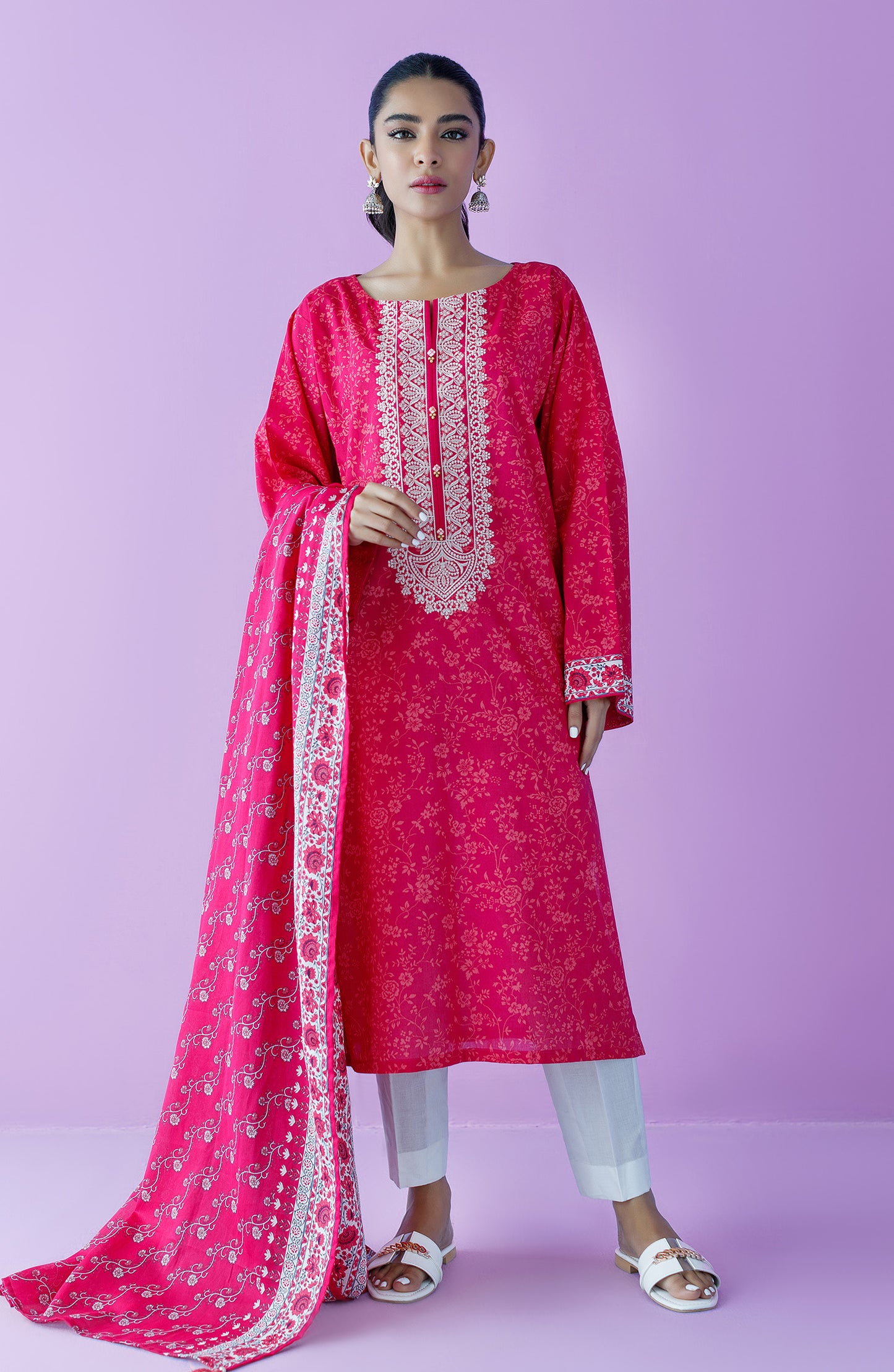NRDS-23-058/U PINK LAWN  UNSTITCHED SHIRT DUPATTA