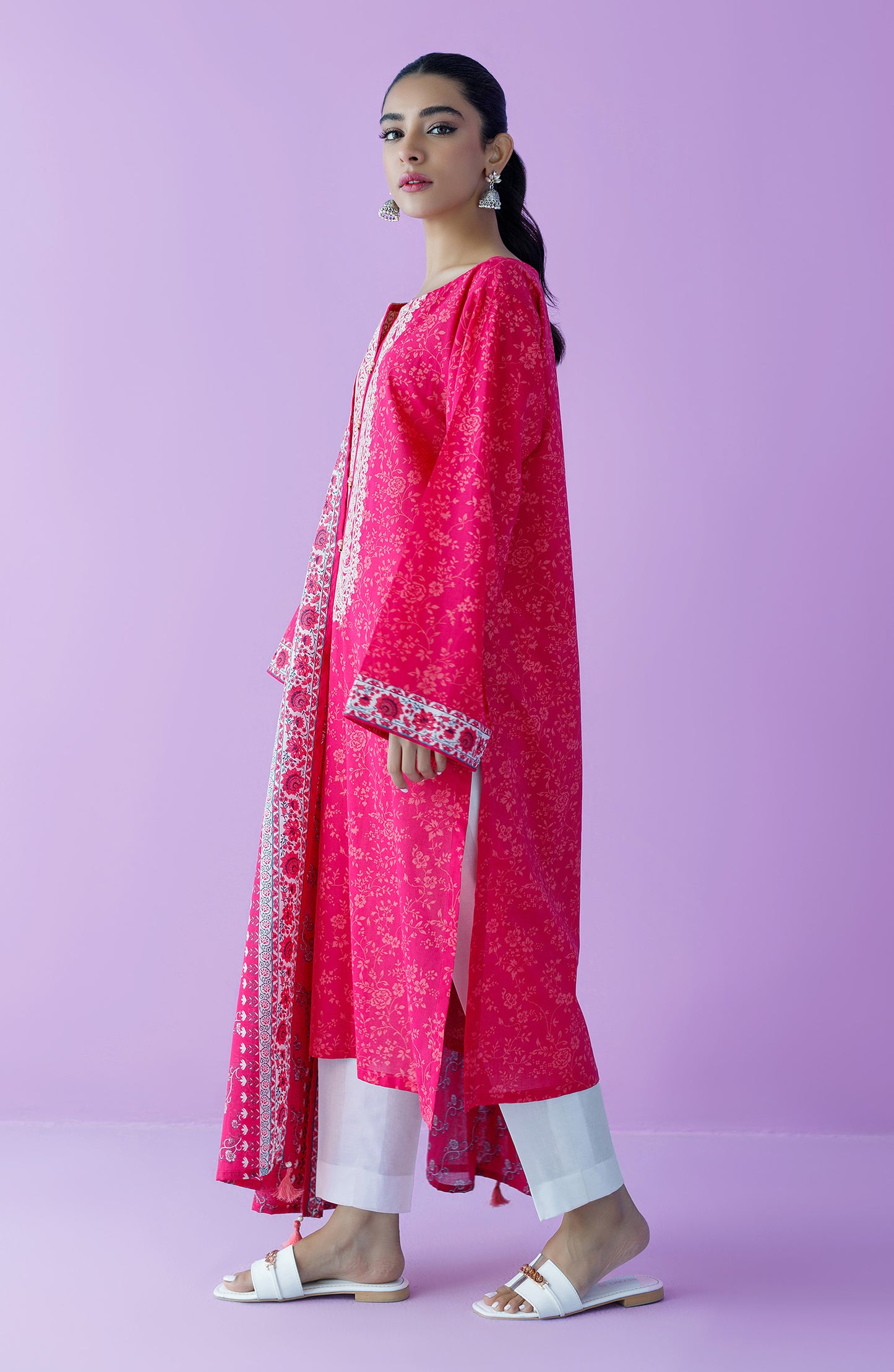 NRDS-23-058/U PINK LAWN  UNSTITCHED SHIRT DUPATTA