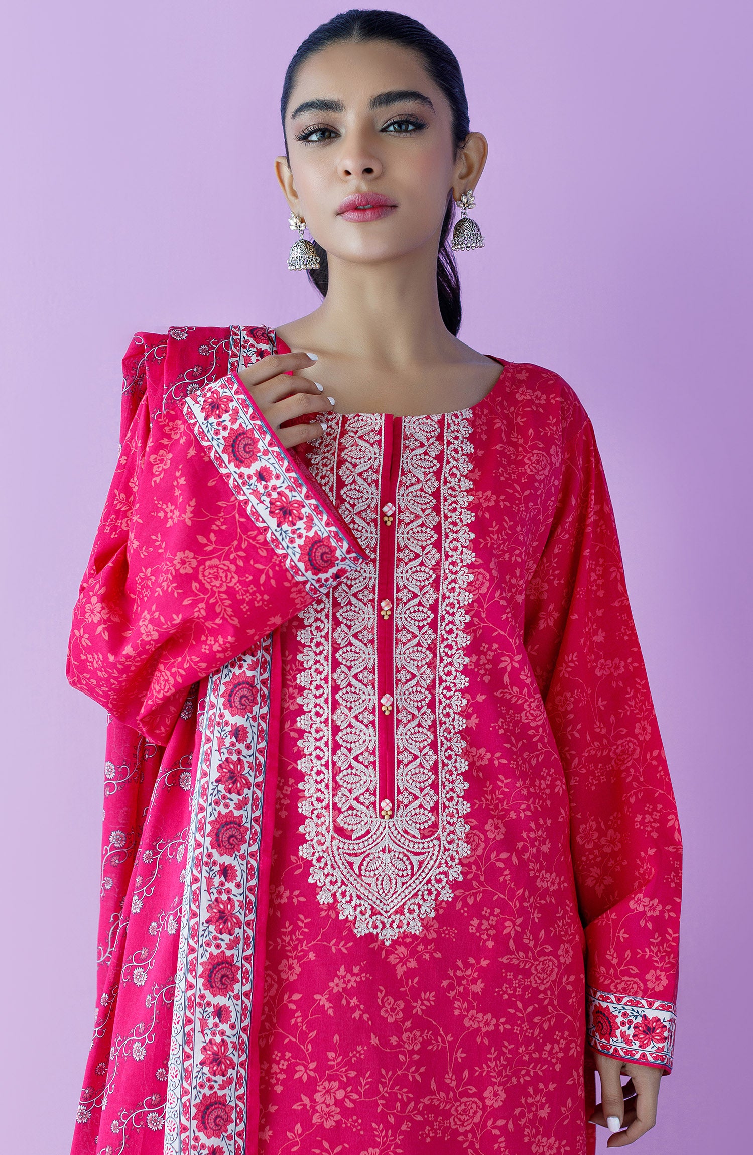 NRDS-23-058/U PINK LAWN  UNSTITCHED SHIRT DUPATTA