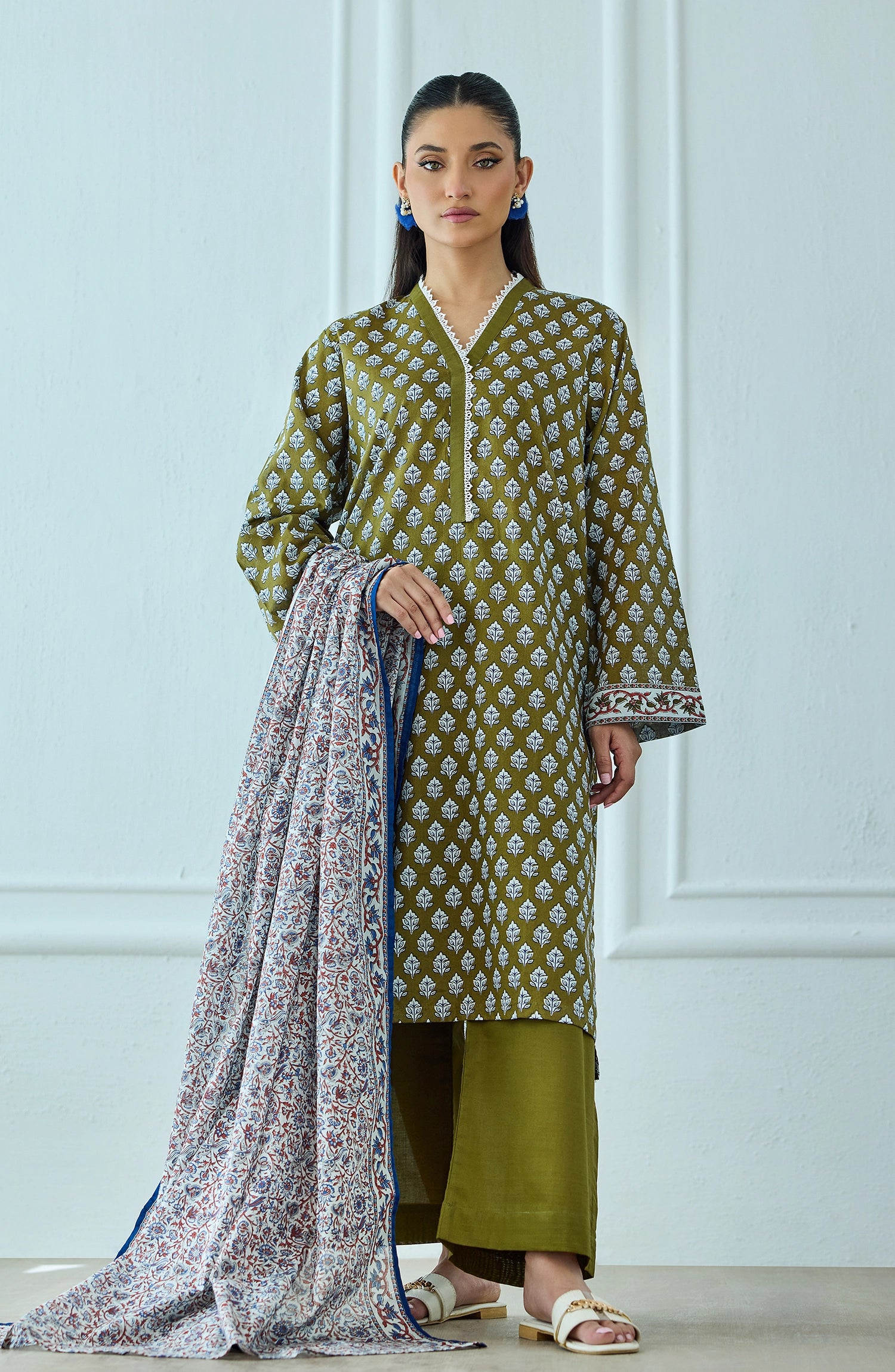 Unstitched | 3 Piece | Printed | Lawn Shirt | OTL-25-517/U GREEN