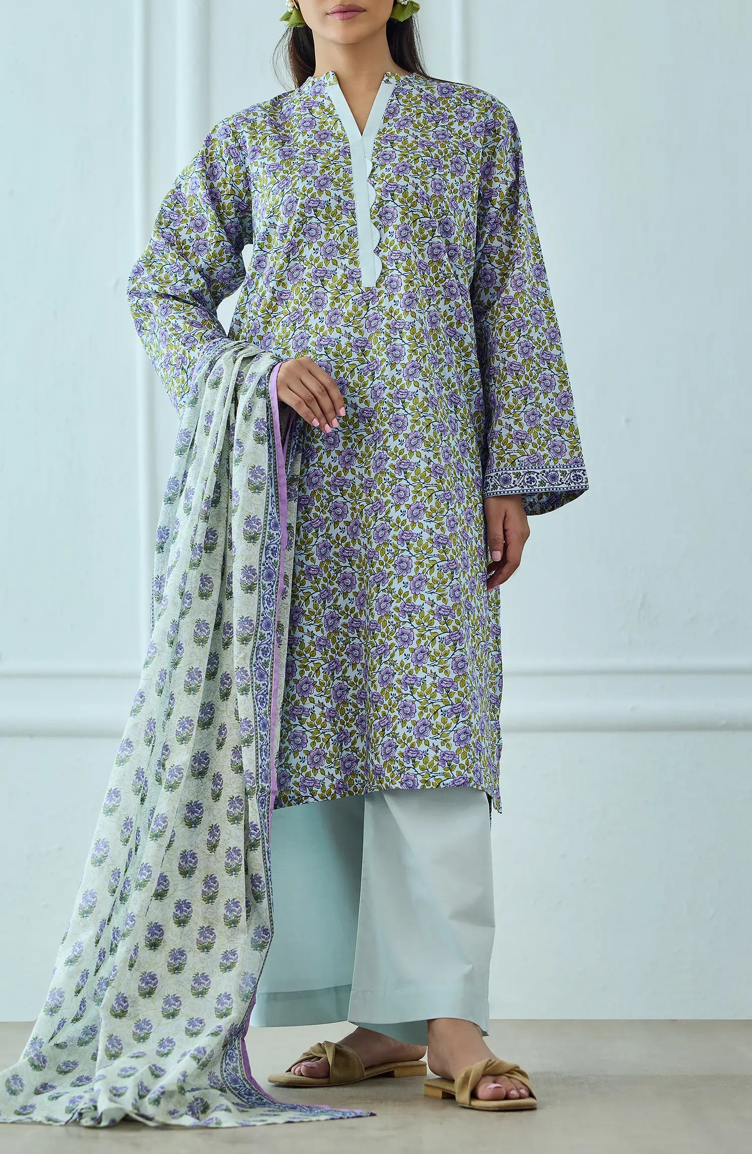 Unstitched | 3 Piece | Printed | Lawn Shirt | OTL-25-495/U BEIGE