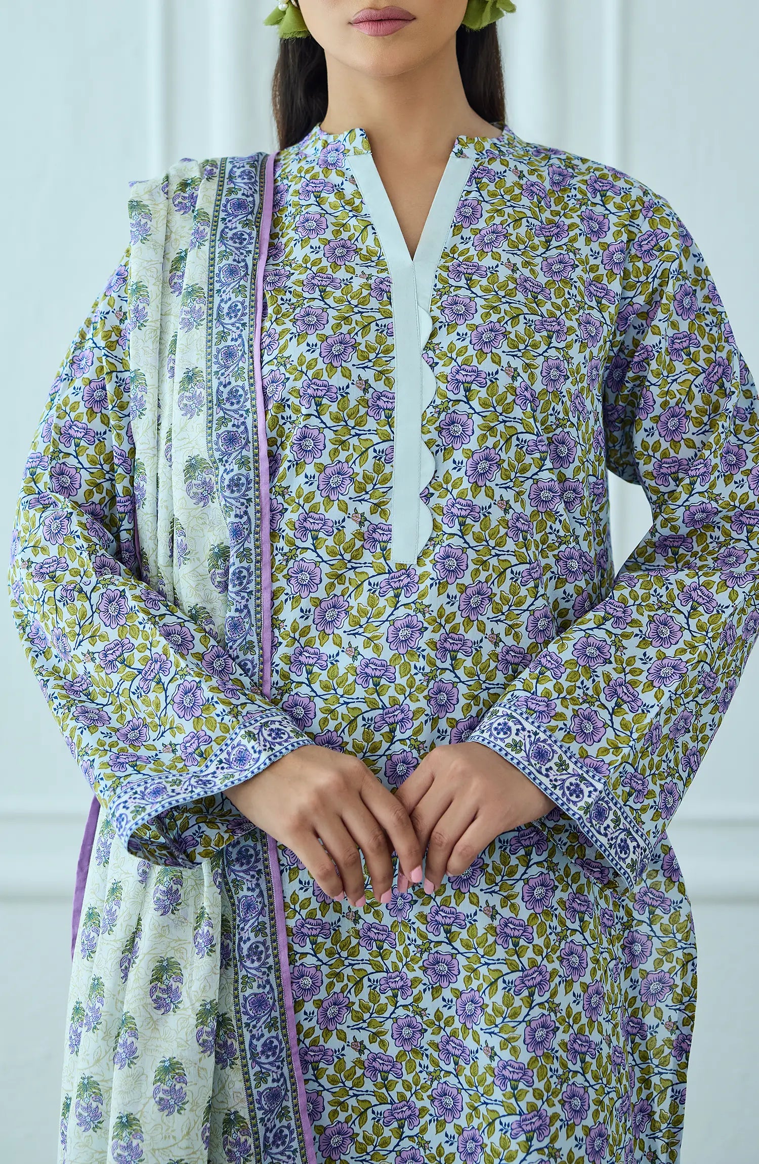 Unstitched | 3 Piece | Printed | Lawn Shirt | OTL-25-495/U BEIGE