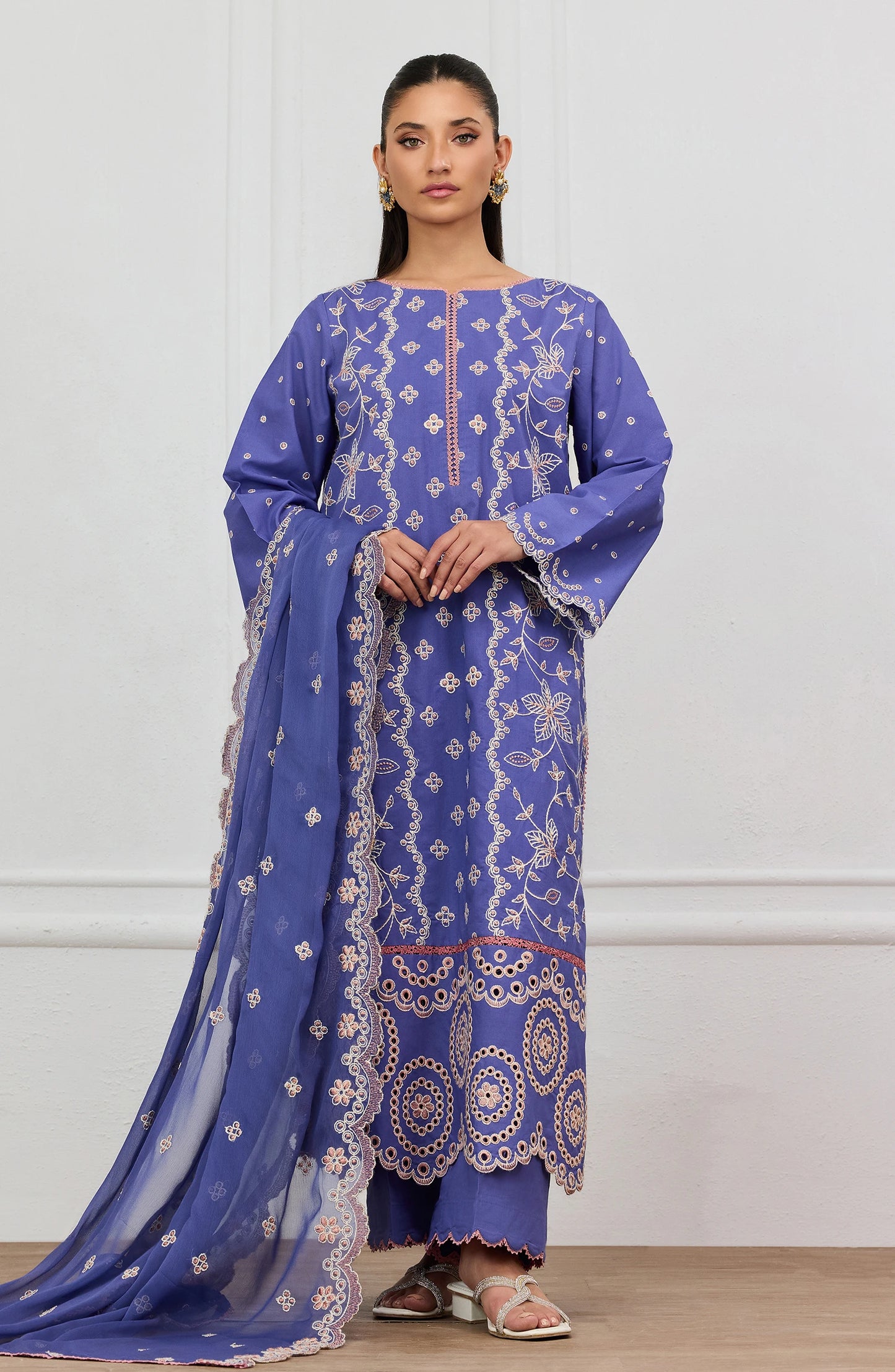 Unstitched | 3 Piece | Embroidered | CHEKINKARI Shirt | WRFC25S-3029/U BLUE