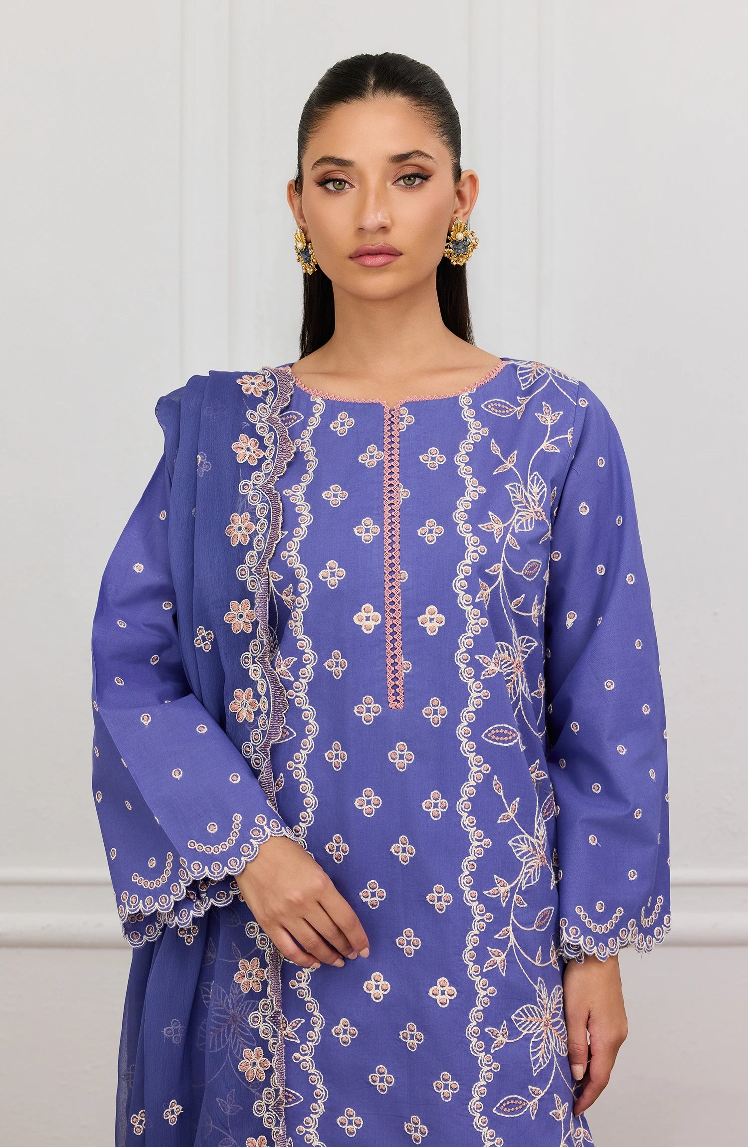 Unstitched | 3 Piece | Embroidered | CHEKINKARI Shirt | WRFC25S-3029/U BLUE