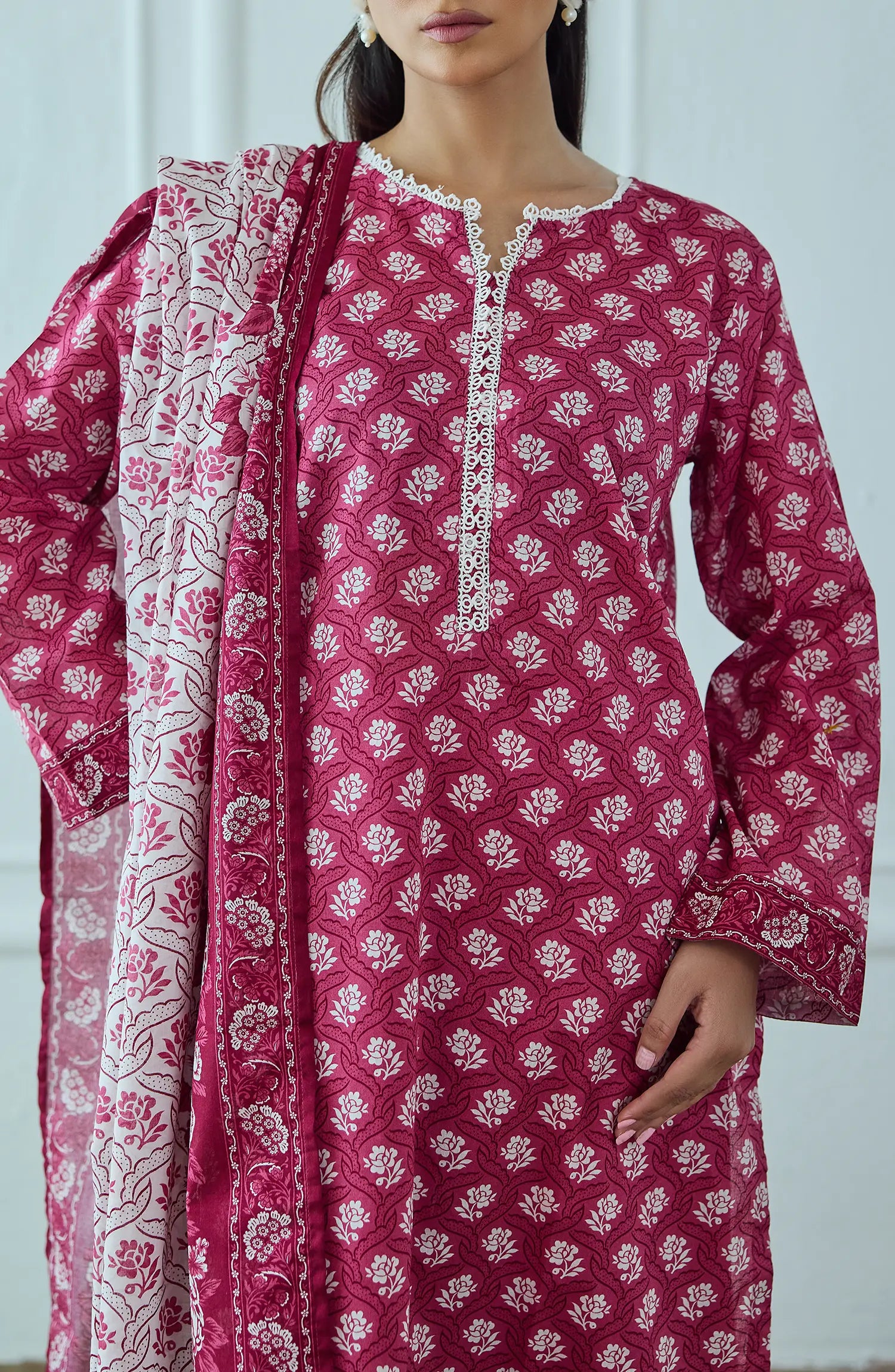 Unstitched | 3 Piece | Printed | Lawn Shirt | OTL-25-566/U MAROON