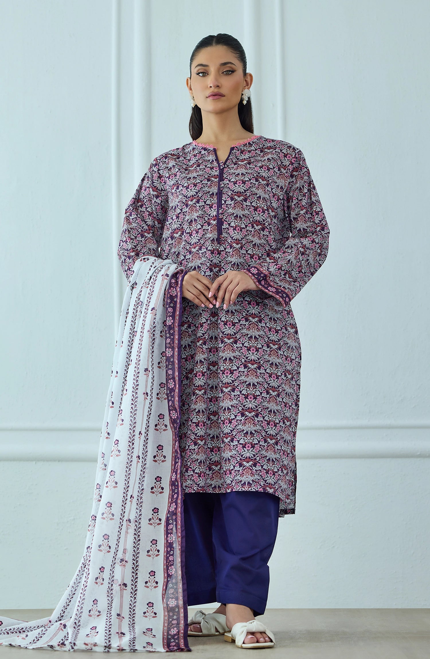 Unstitched | 3 Piece | Printed | Lawn Shirt | OTL-25-502/U PURPLE