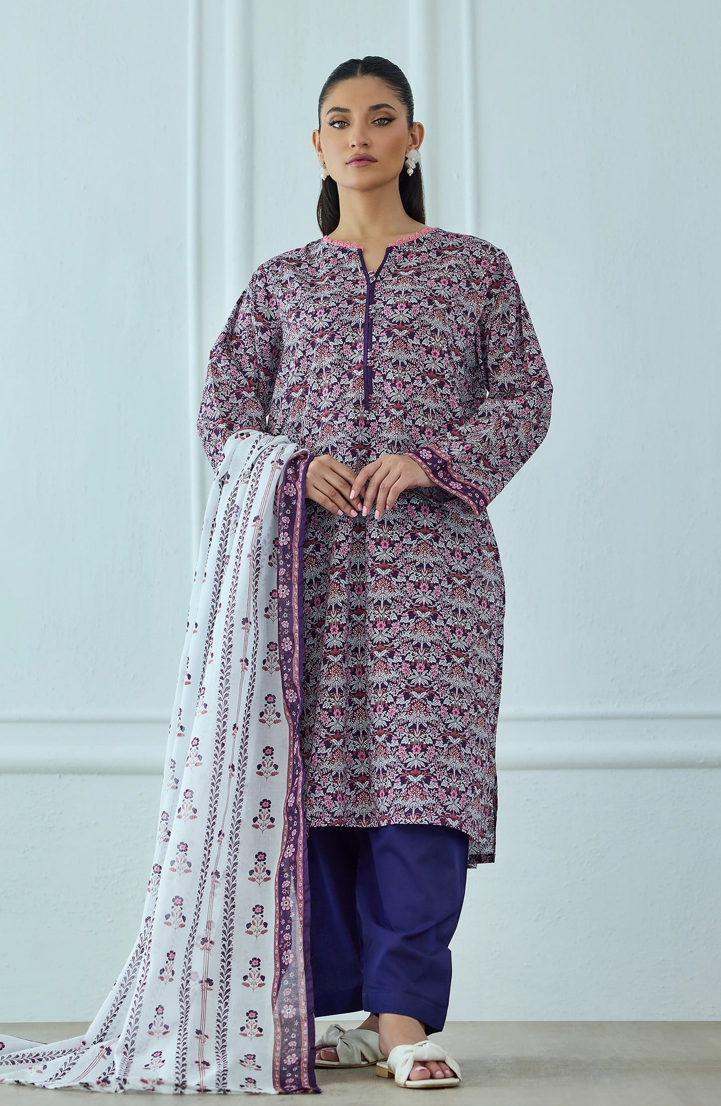 Unstitched | 3 Piece | Printed | Lawn Shirt | OTL-25-502/U PURPLE