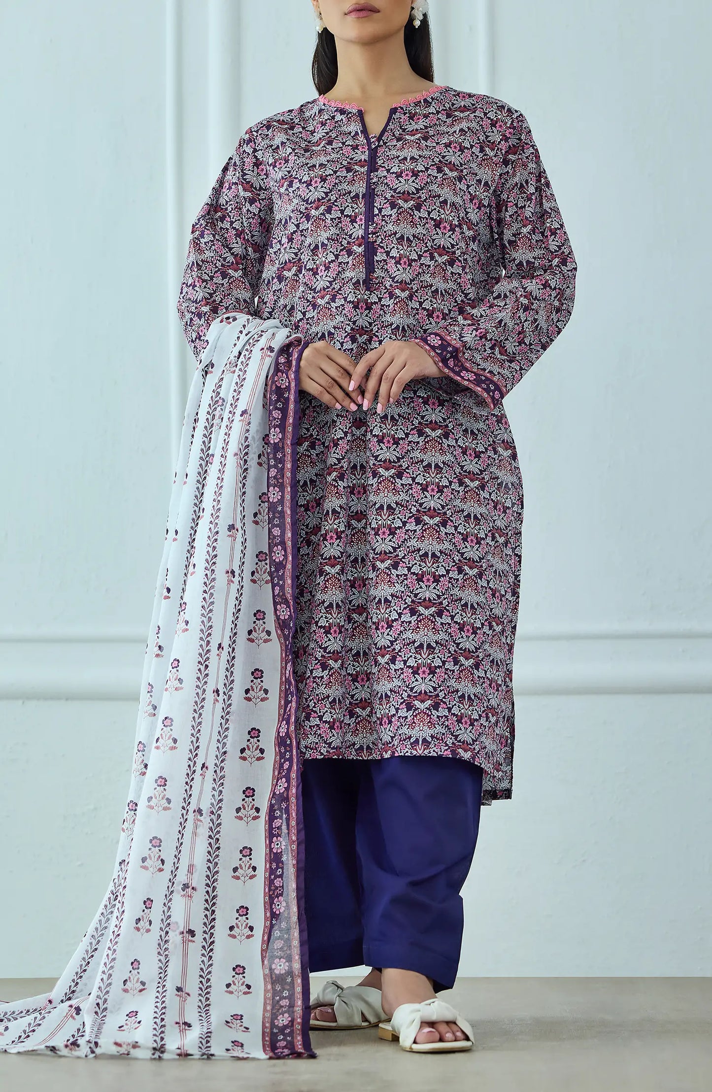 Unstitched | 3 Piece | Printed | Lawn Shirt | OTL-25-502/U PURPLE