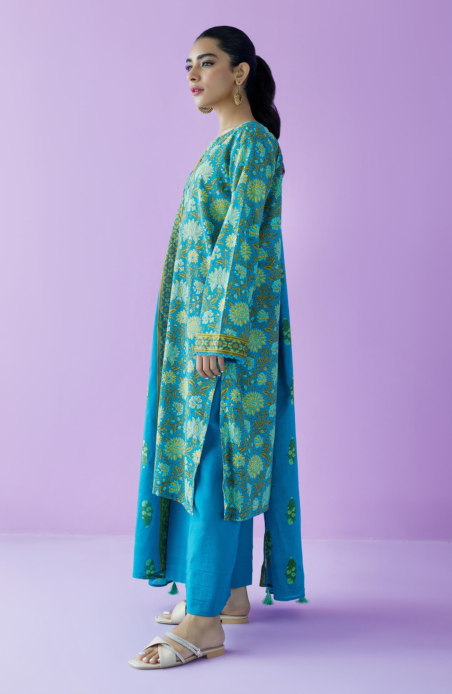 OTL-23-151/U TEAL LAWN  UNSTITCHED SHIRT DUPATTA PANTS