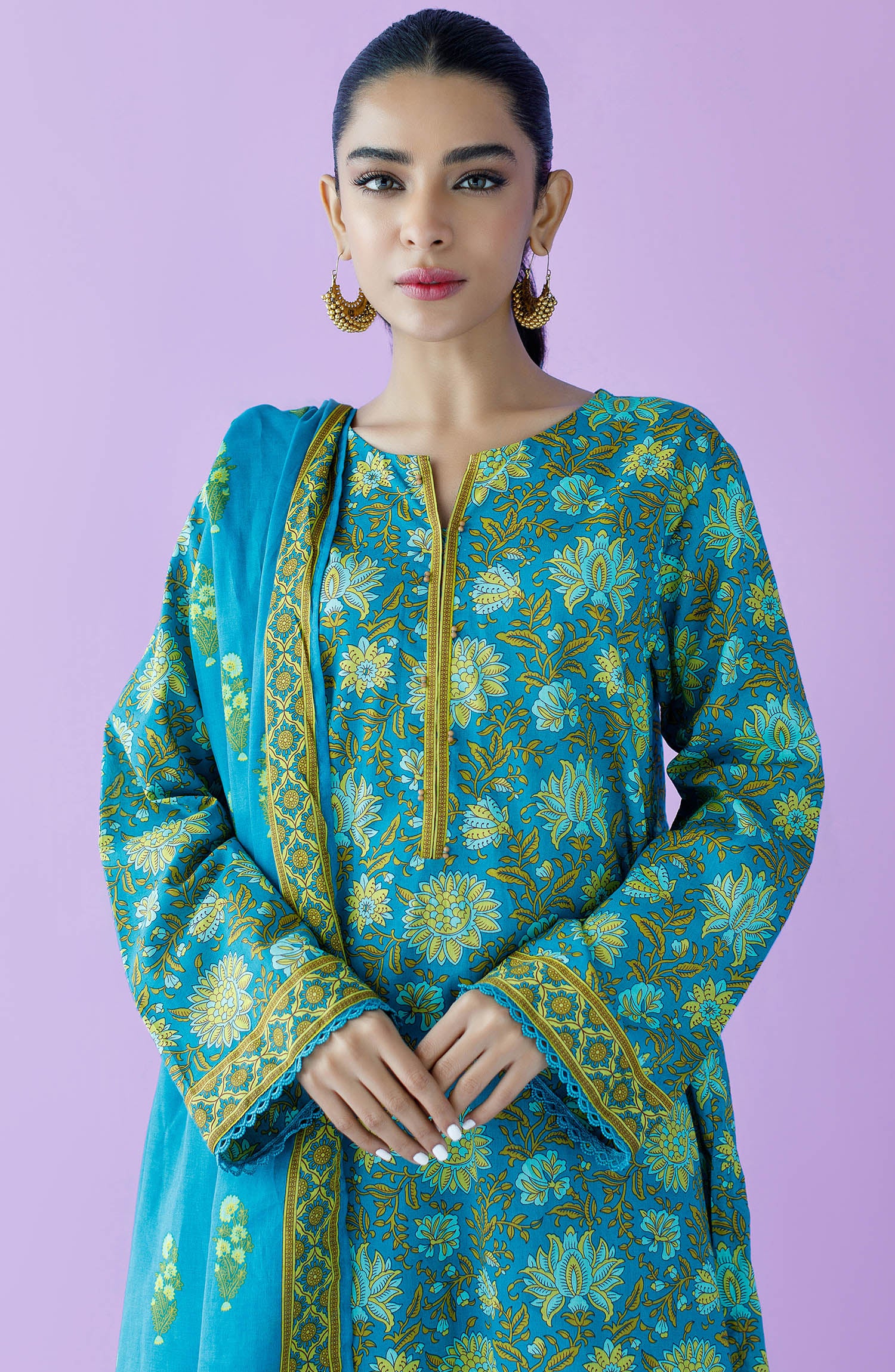 OTL-23-151/U TEAL LAWN  UNSTITCHED SHIRT DUPATTA PANTS