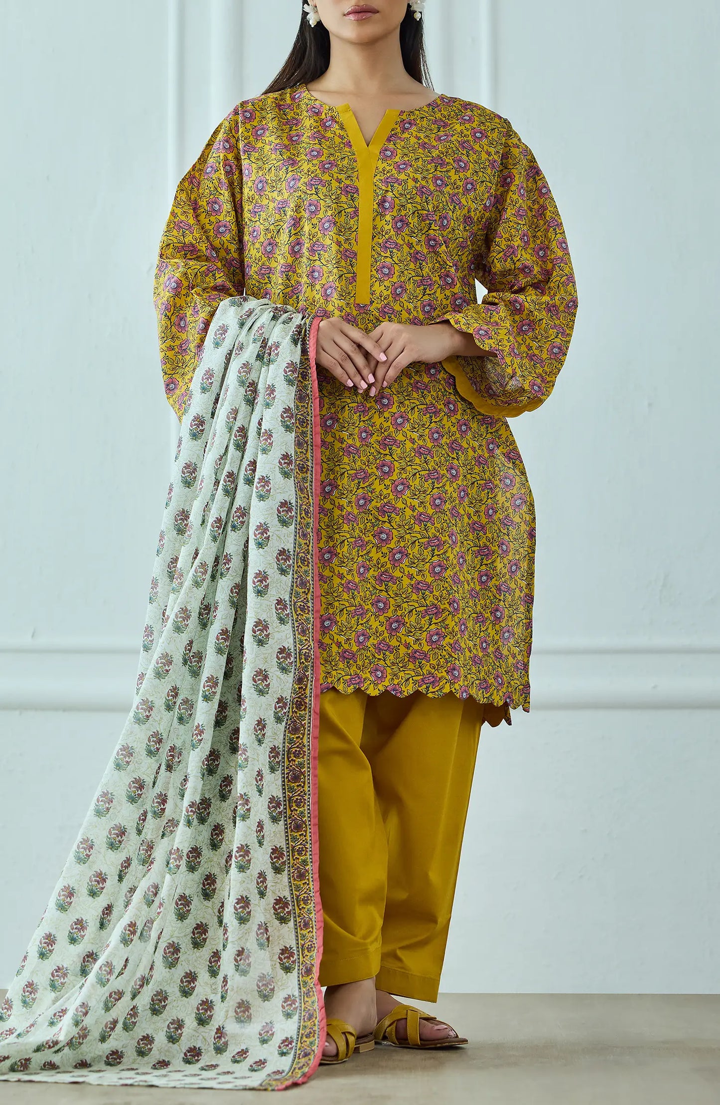 Unstitched | 3 Piece | Printed | Lawn Shirt | OTL-25-494/U BEIGE